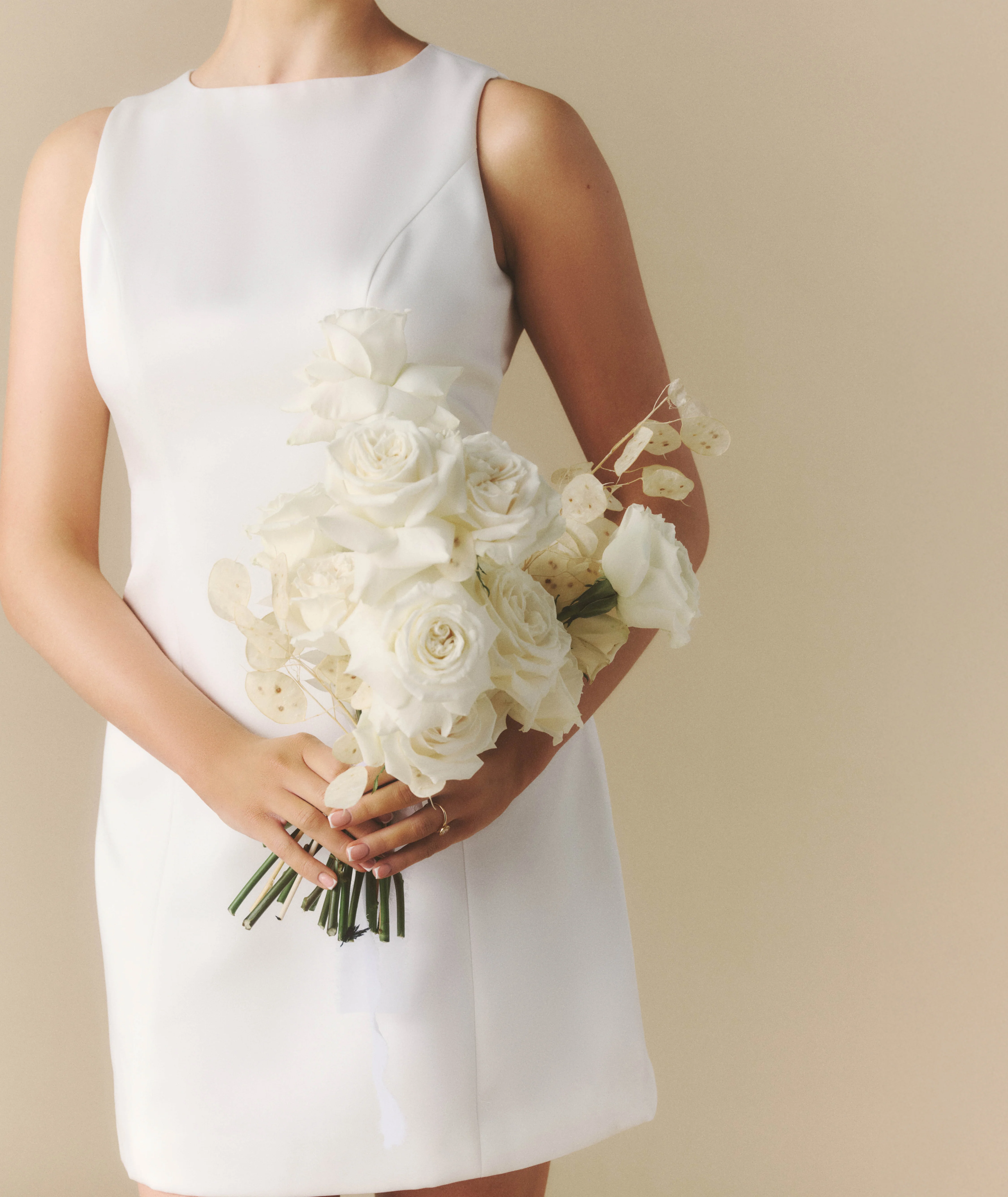 Seam Detail Satin Shift Dress - White - Image 2