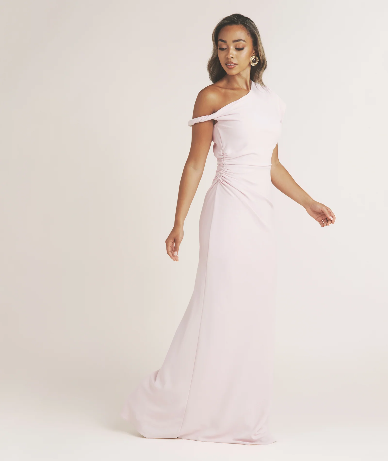 Asymmetrical Twist Detail Maxi Dress - Pink - Image 2