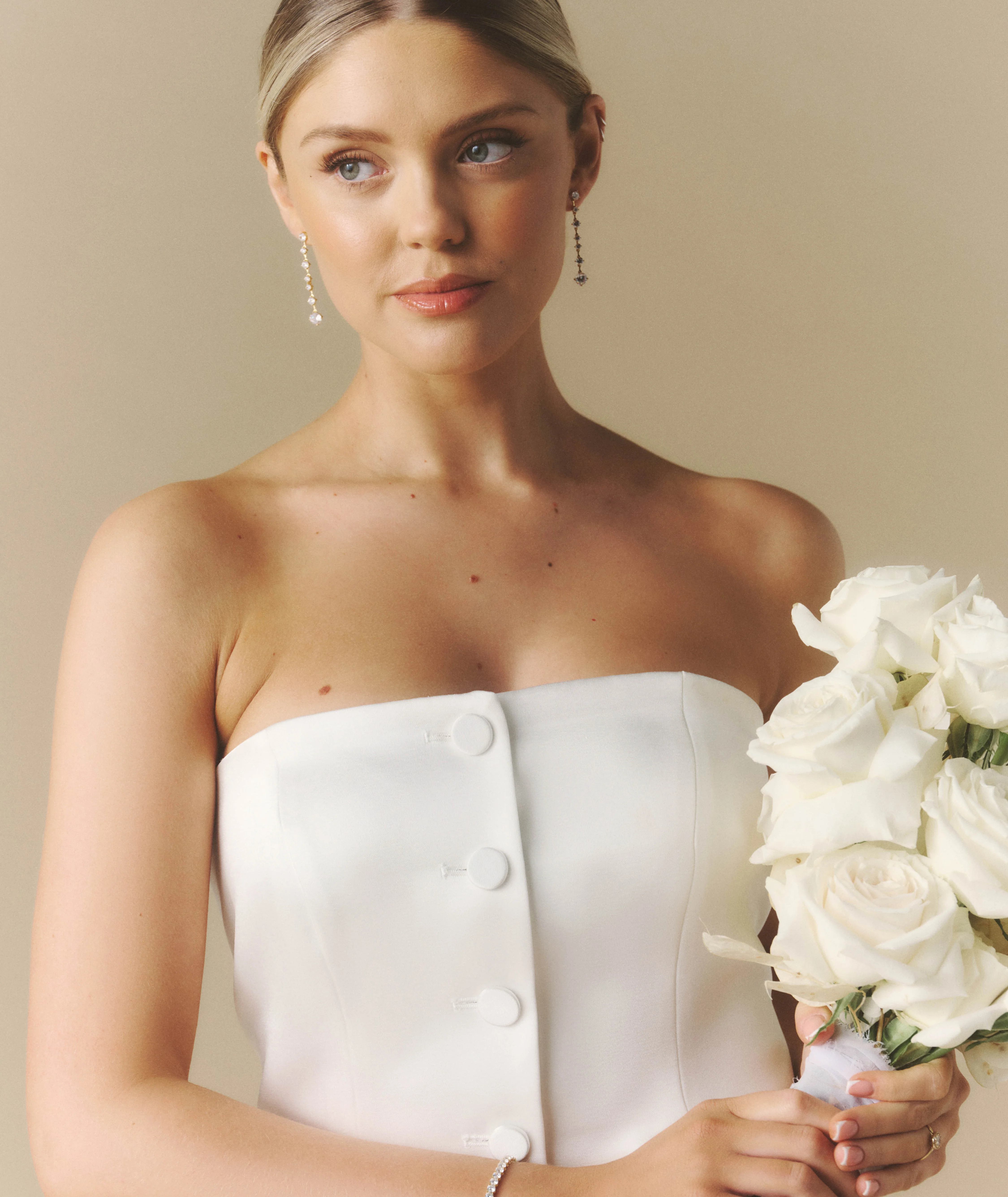 Bandeau Button Through Tailored Waistcoat - White - Image 4