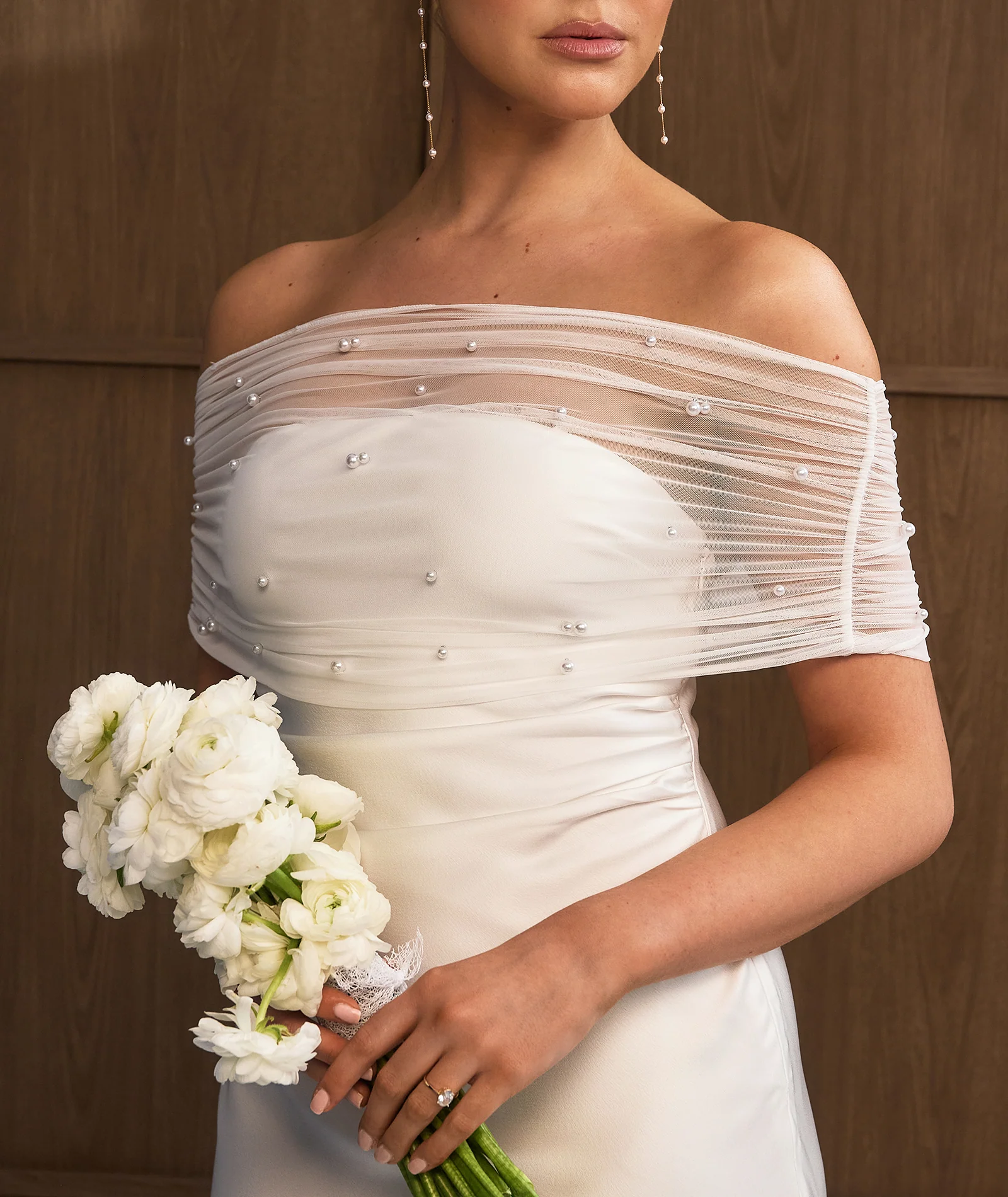 Bardot Pearl Detail Satin Midaxi Dress - White - Image 2