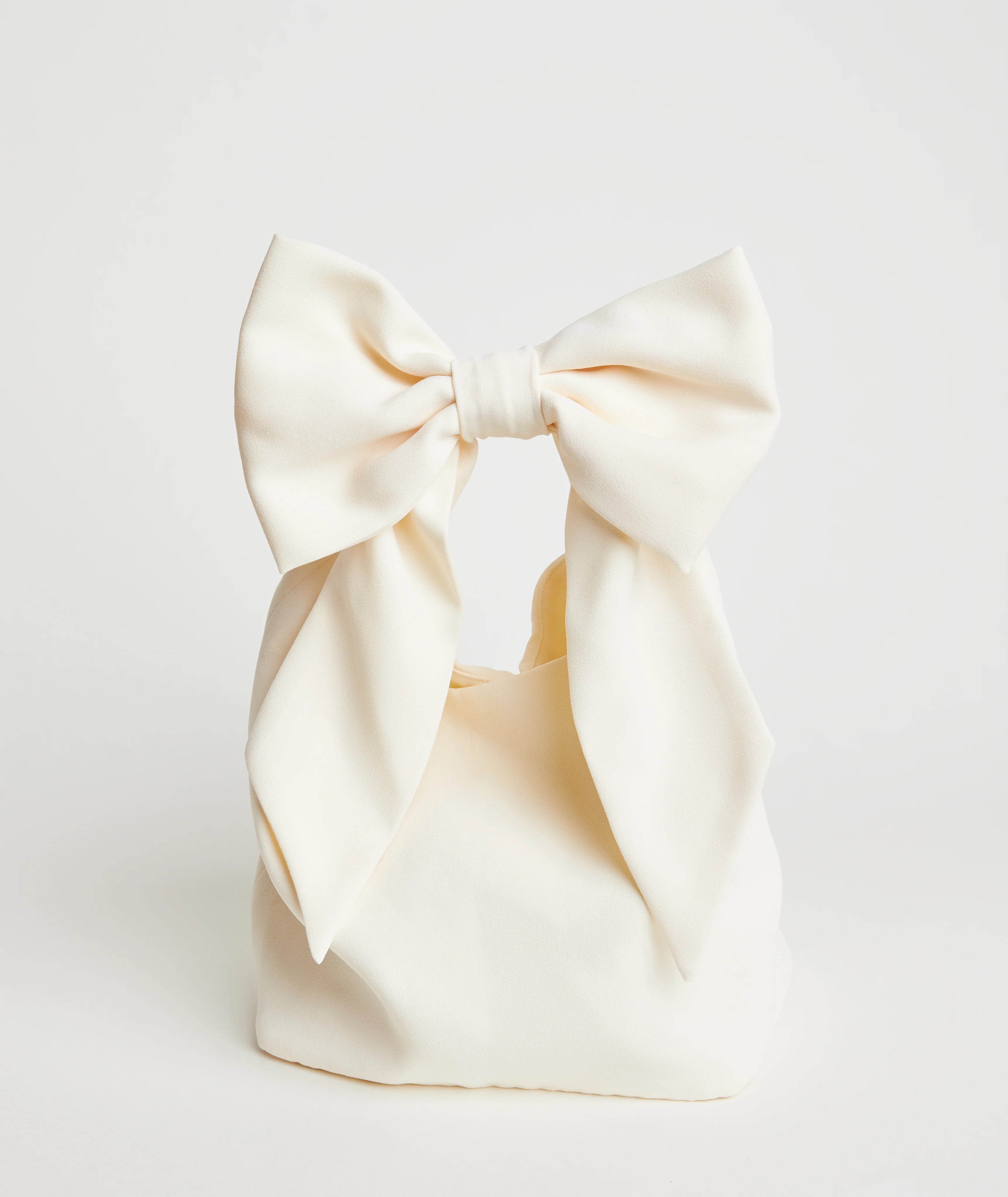 Bow Detail Crepe Pouch Bag