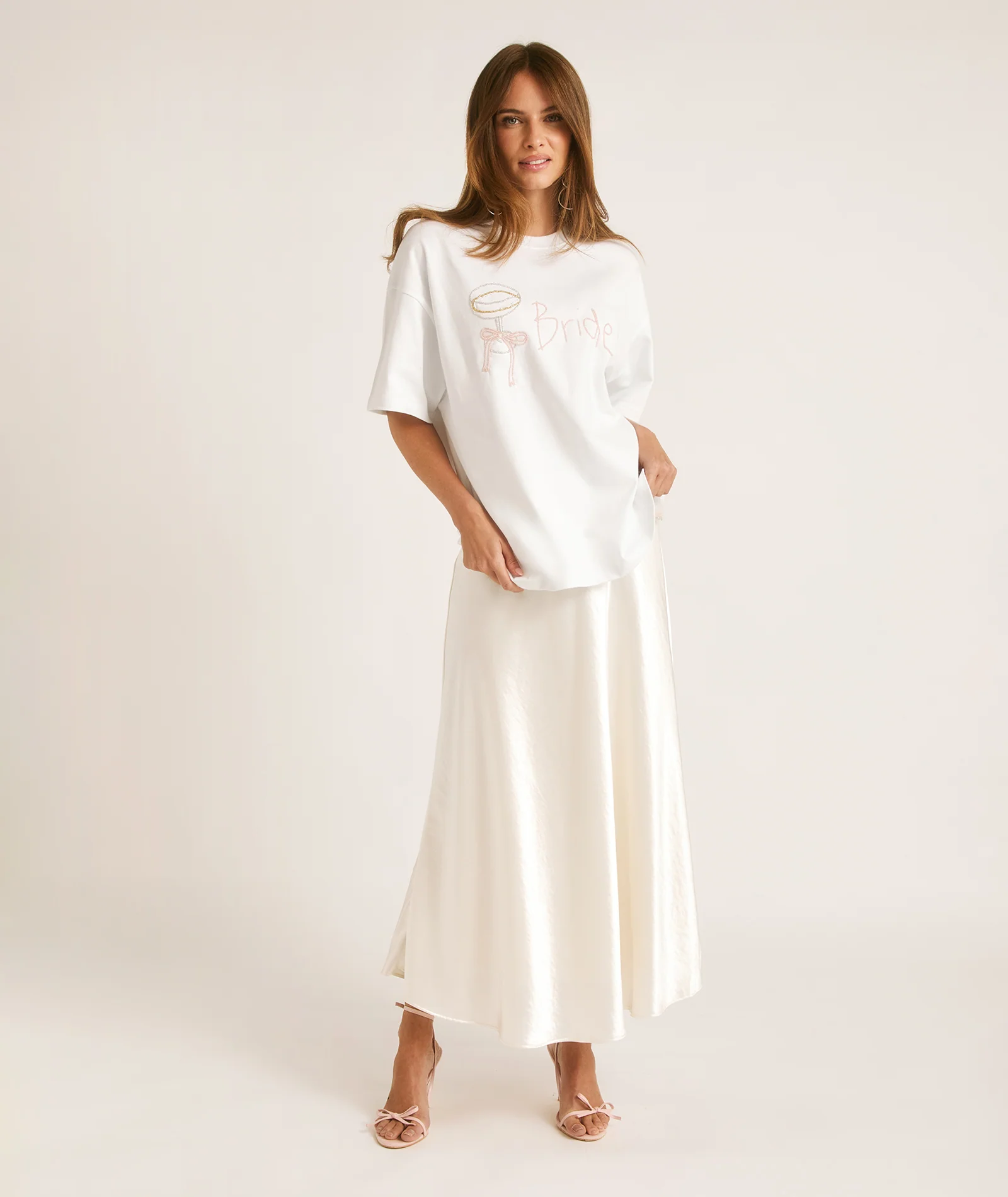 Bride Champagne Coupe Beaded Tee - White - Image 2