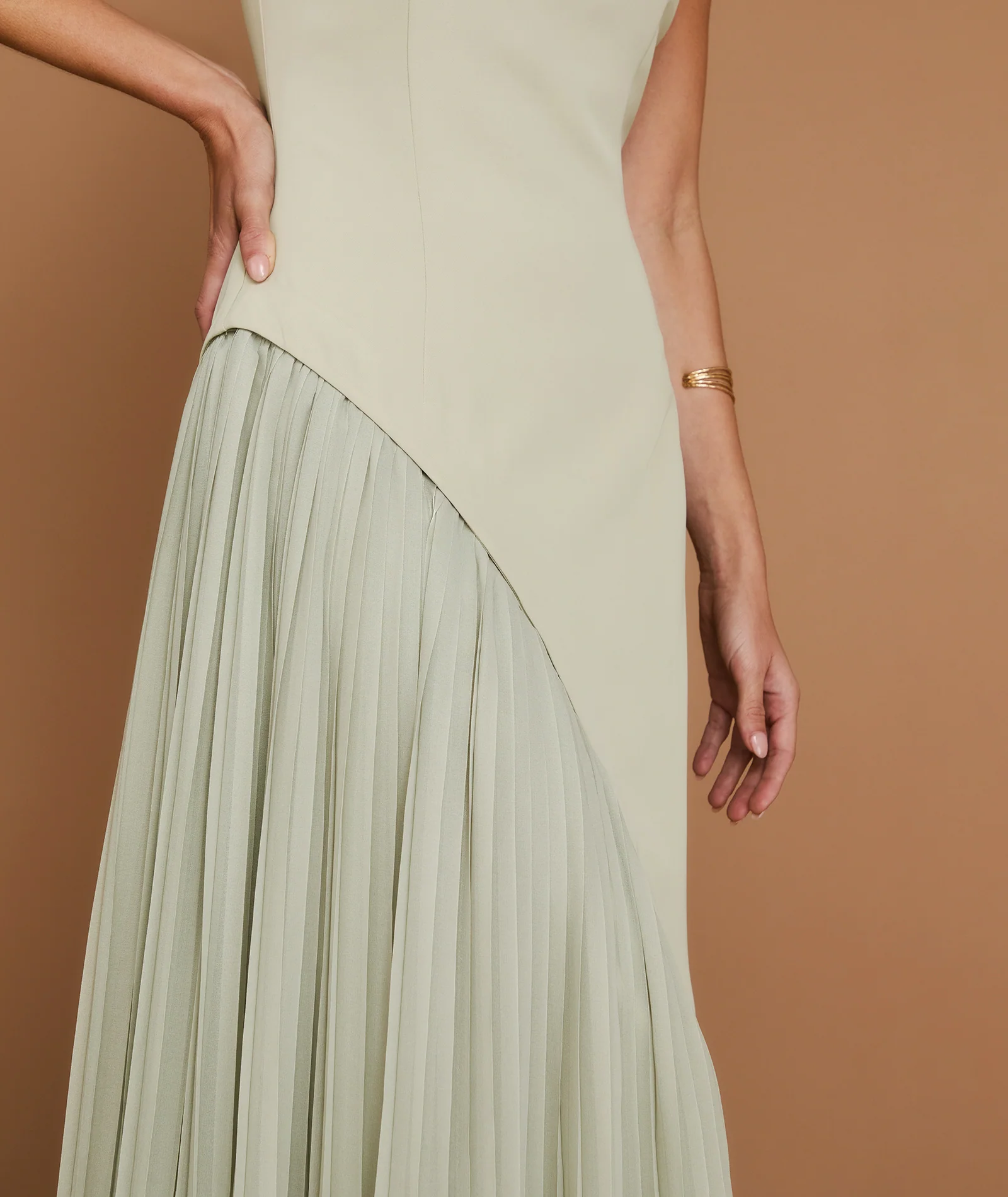 Cap Sleeve Pleated Maxi Dress - Pistachio - Image 5