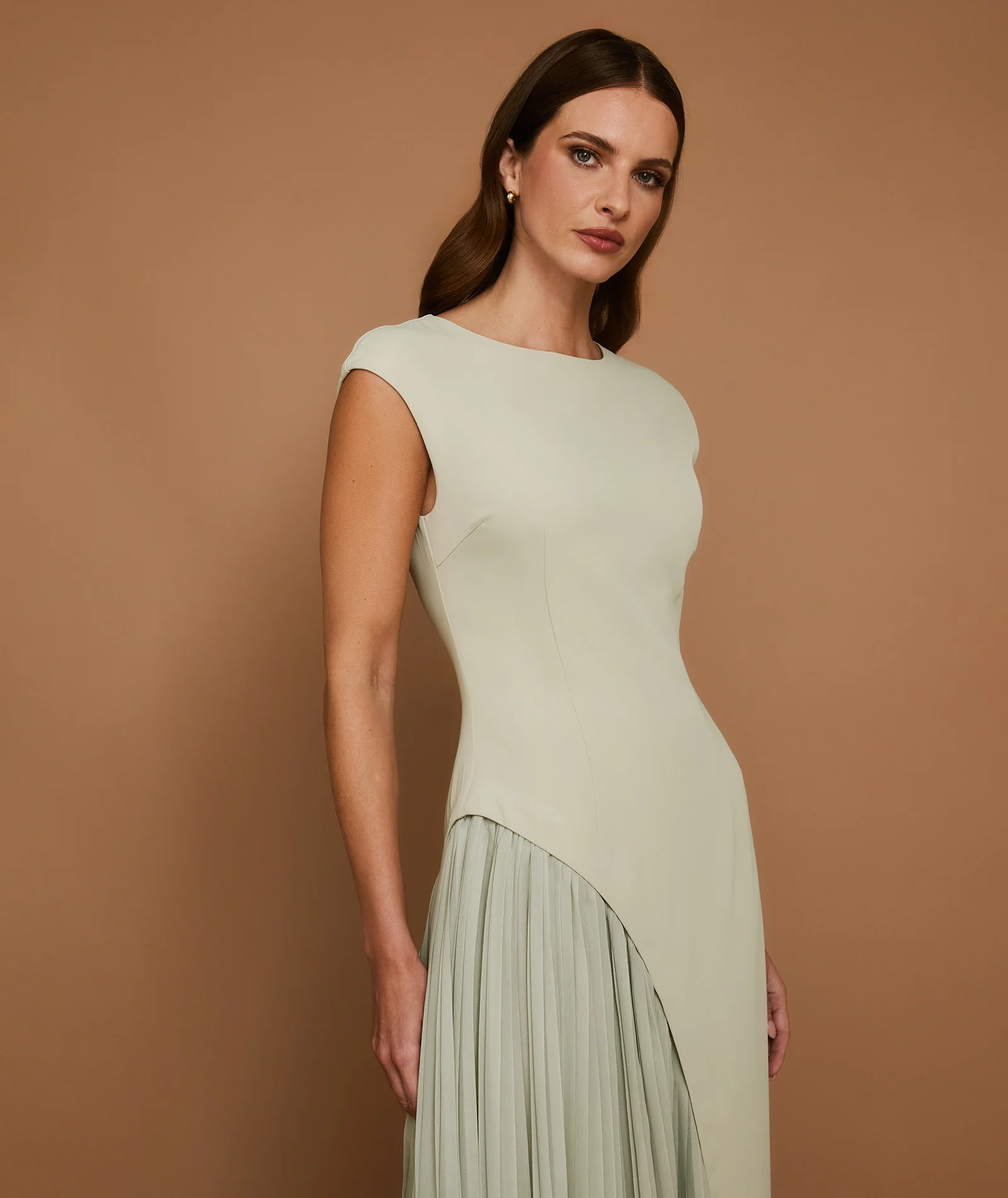 Cap Sleeve Pleated Maxi Dress - Pistachio - Image 6