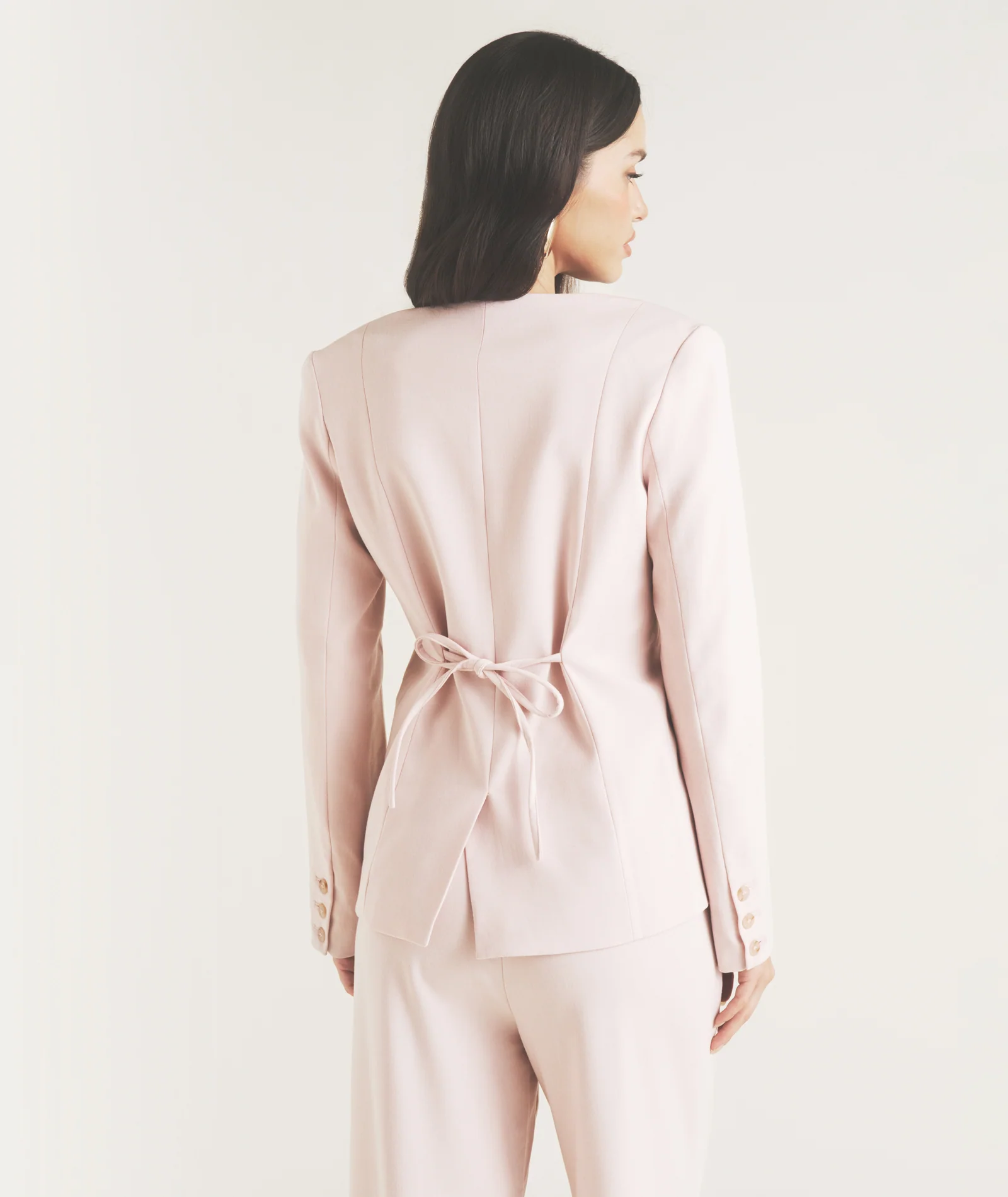 Collarless Tailored Jacket - Pink - Image 2