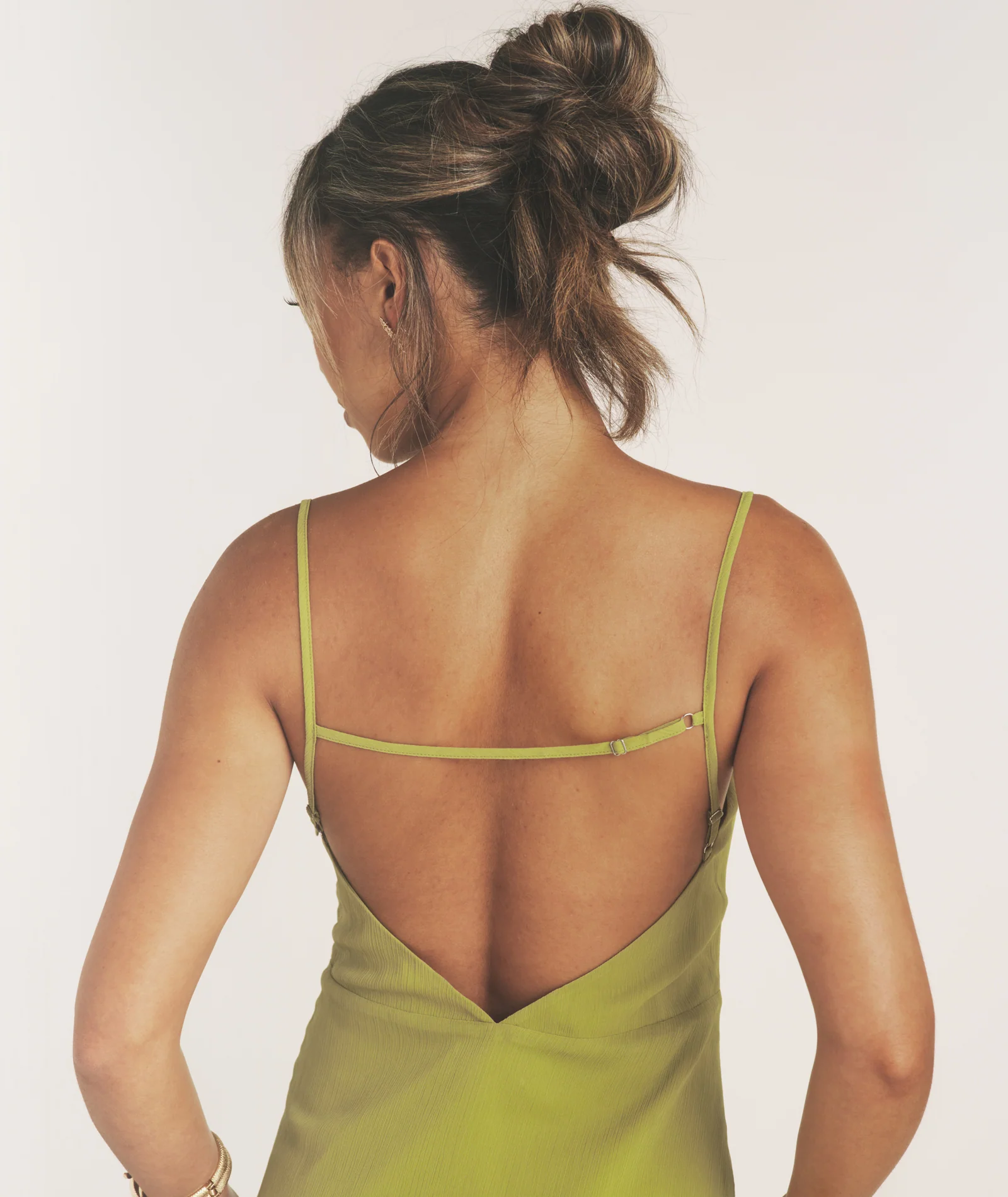 Cowl Front Mini Dress with Neck Scarf - Green - Image 2