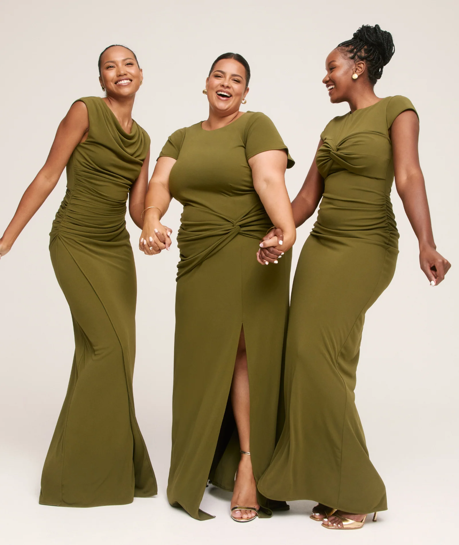Cowl Wrap Neck Stretch Sculpt Bridesmaid Dress - Fern Green - Image 2