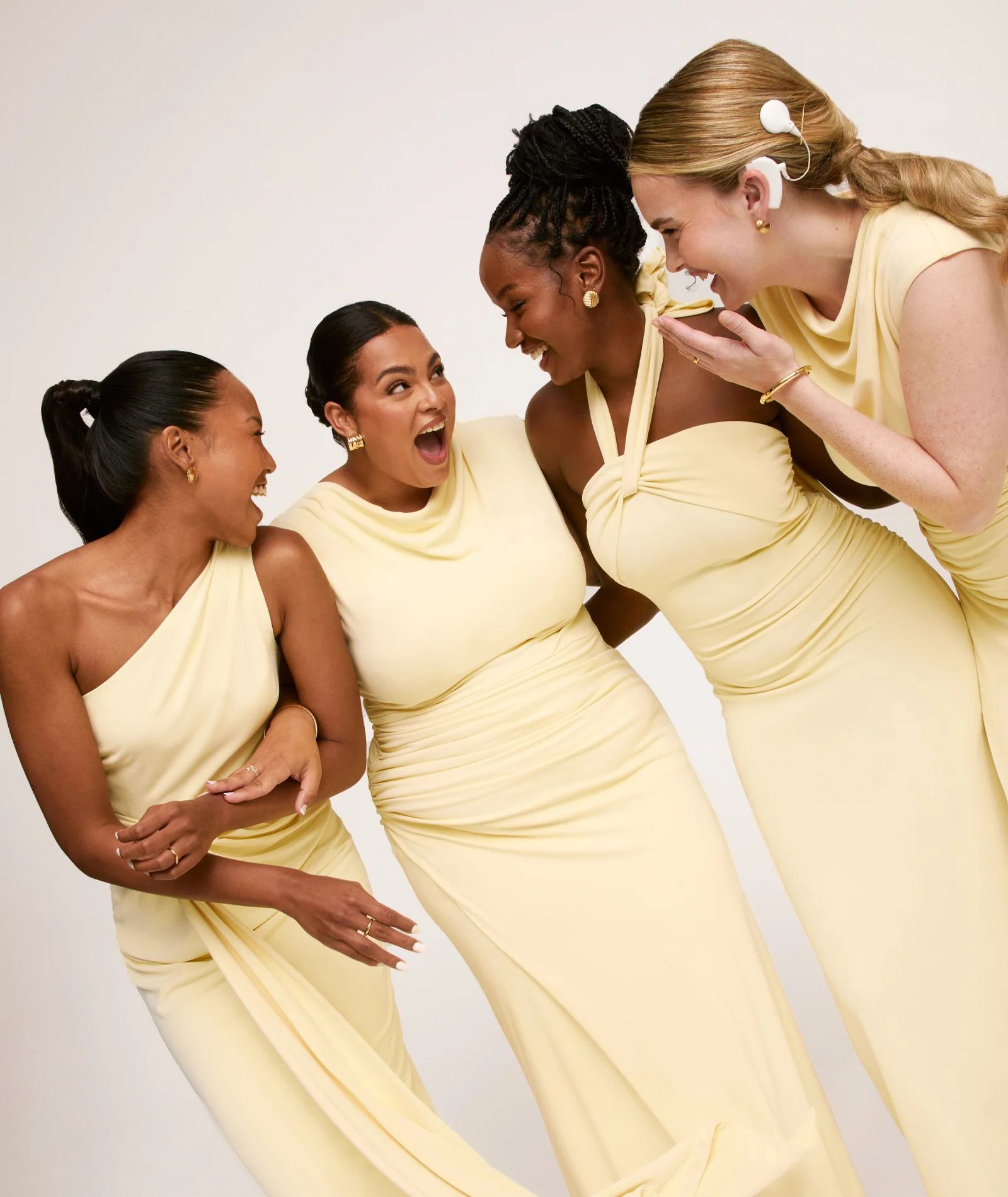 Cowl Wrap Neck Stretch Sculpt Bridesmaid Dress - Lemon - Image 2