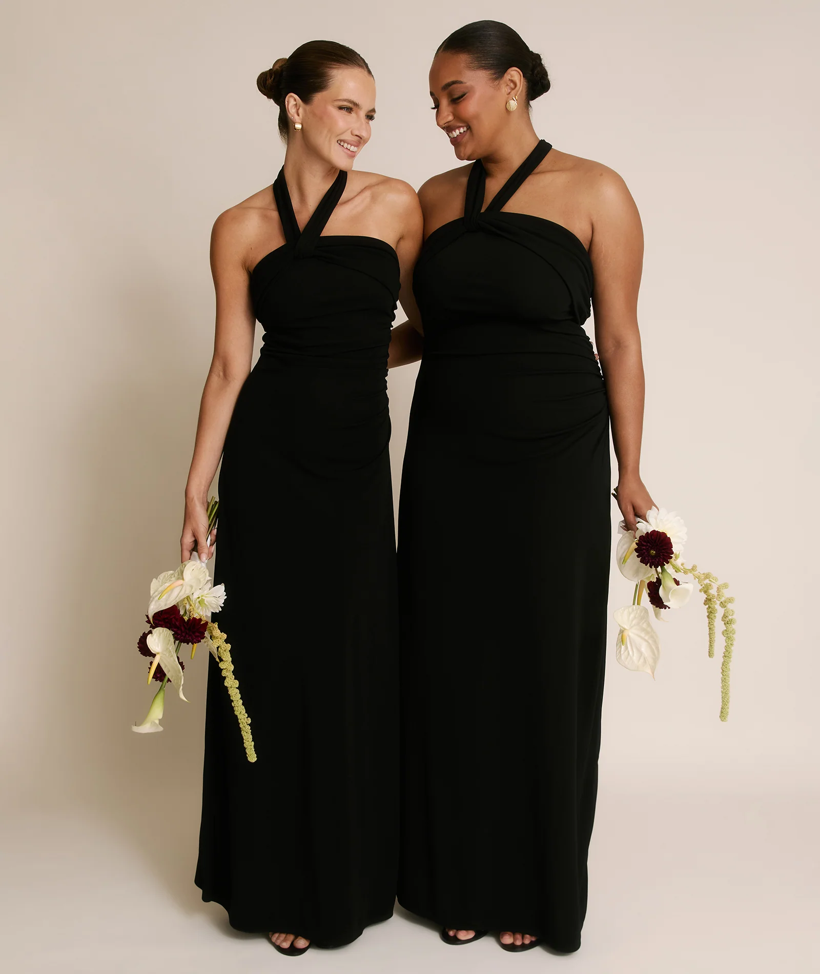 Halter Neck Stretch Sculpt Bridesmaid Dress - Black
