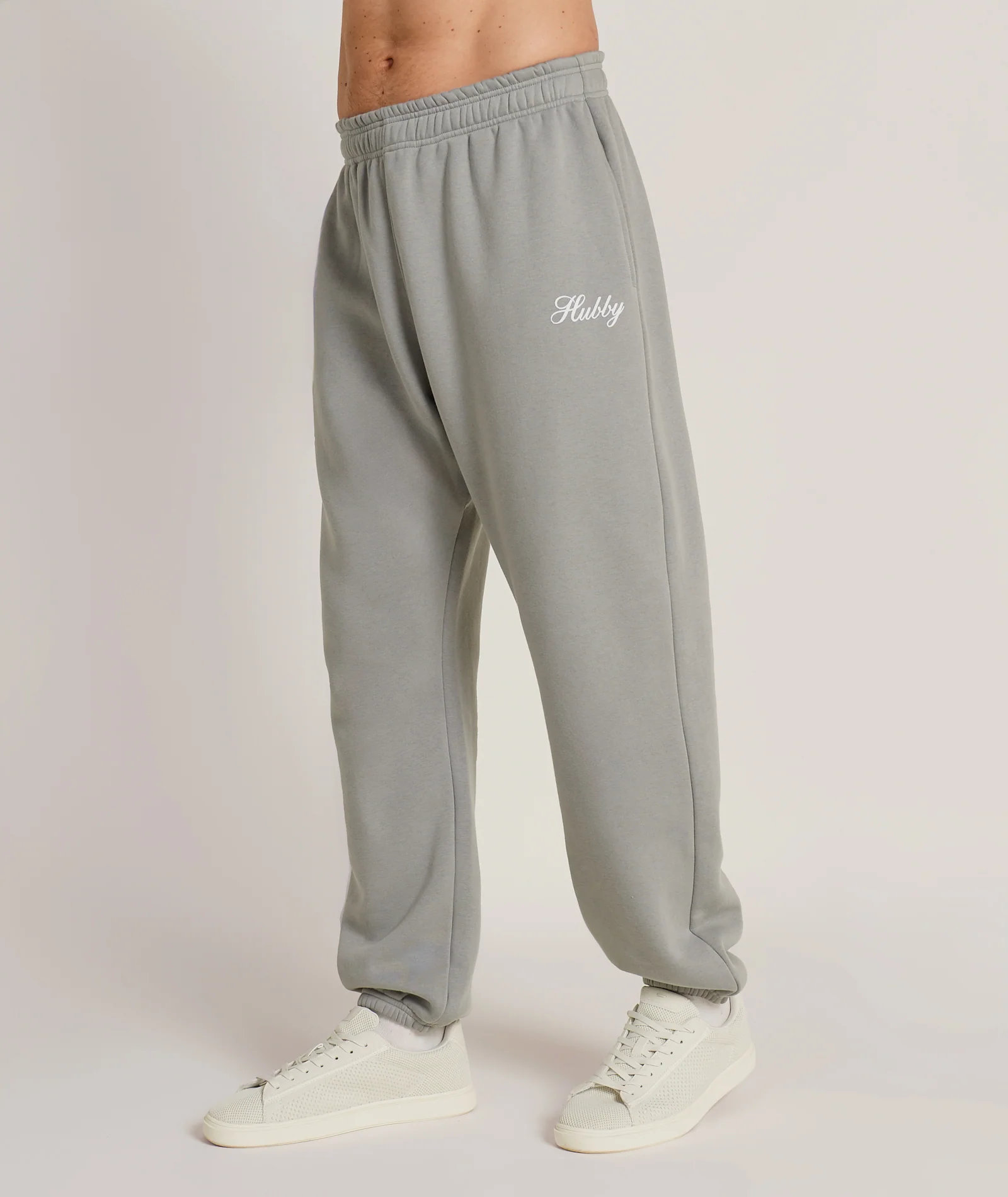 Hubby Graphic Cuffed Sweatpants - Grey