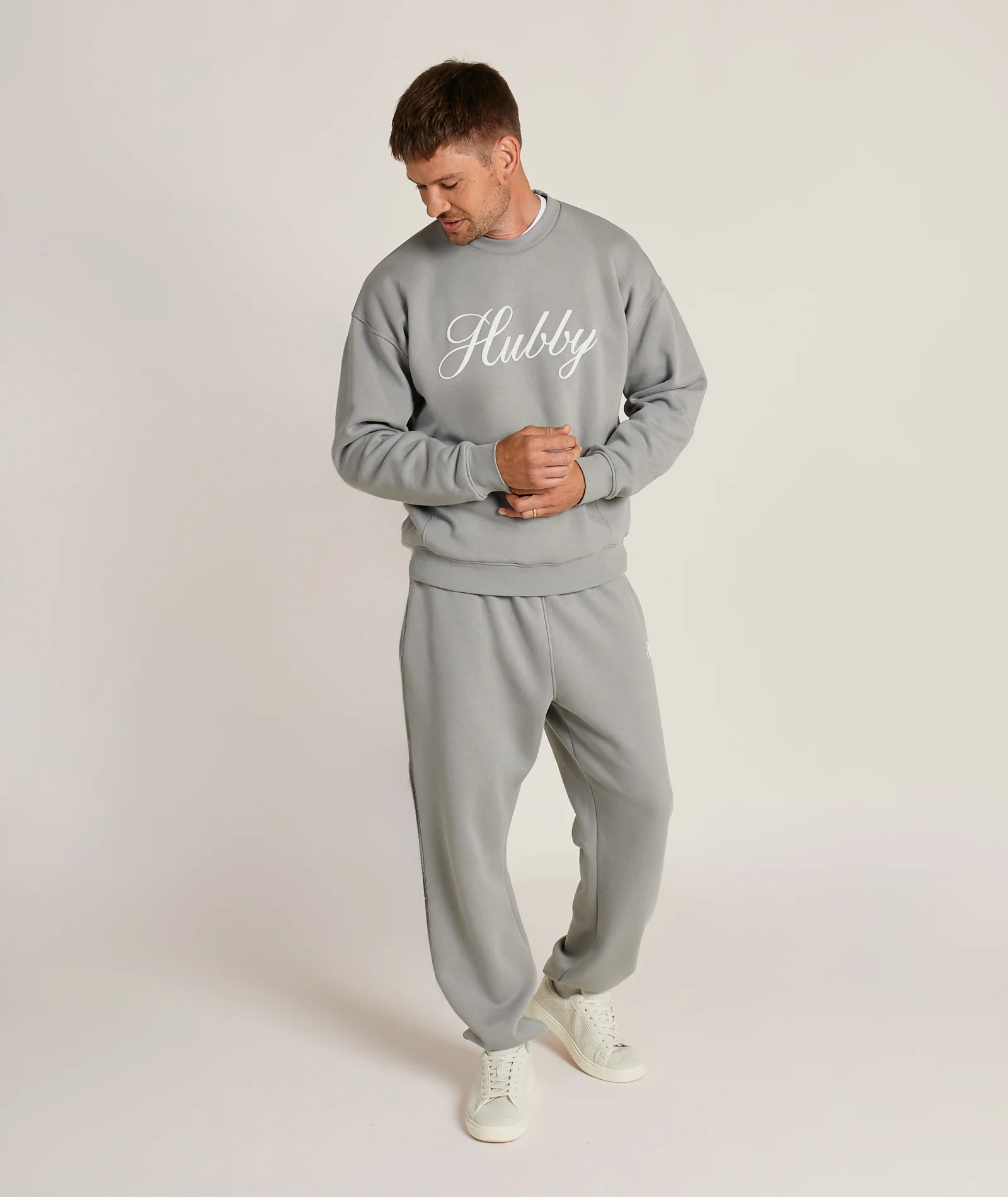 Hubby Graphic Cuffed Sweatpants - Grey - Image 2