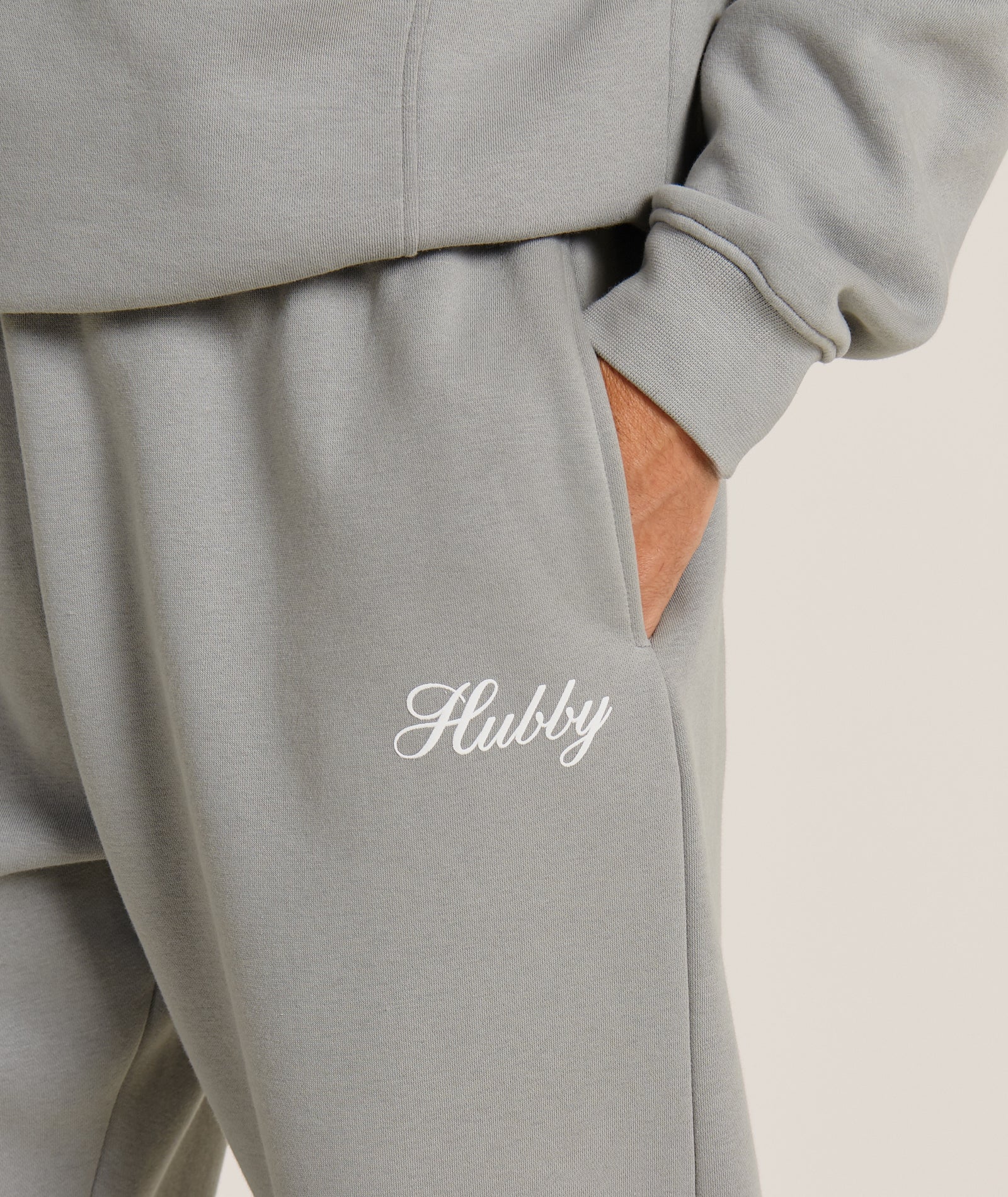 Hubby Graphic Cuffed Sweatpants - Grey - Image 3
