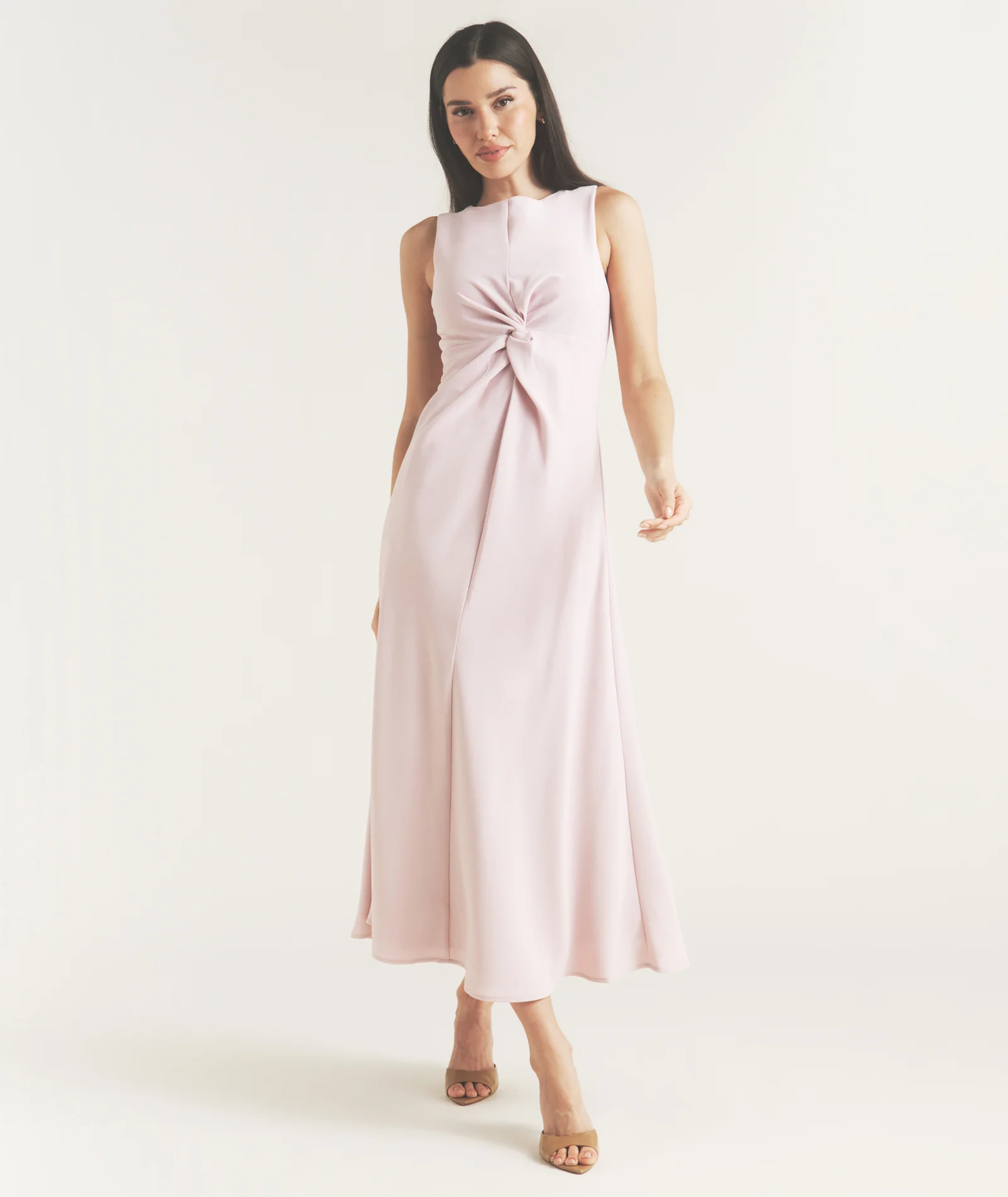 Knot Detail Sleeveless Midi Dress - Pale Lilac