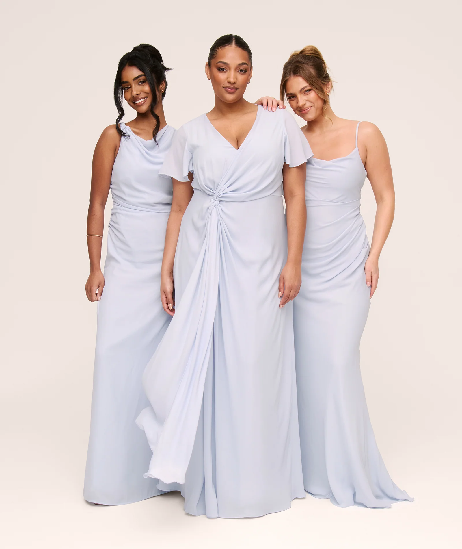 Knot Detail Chiffon Bridesmaid Dress - Powder Blue - Image 2