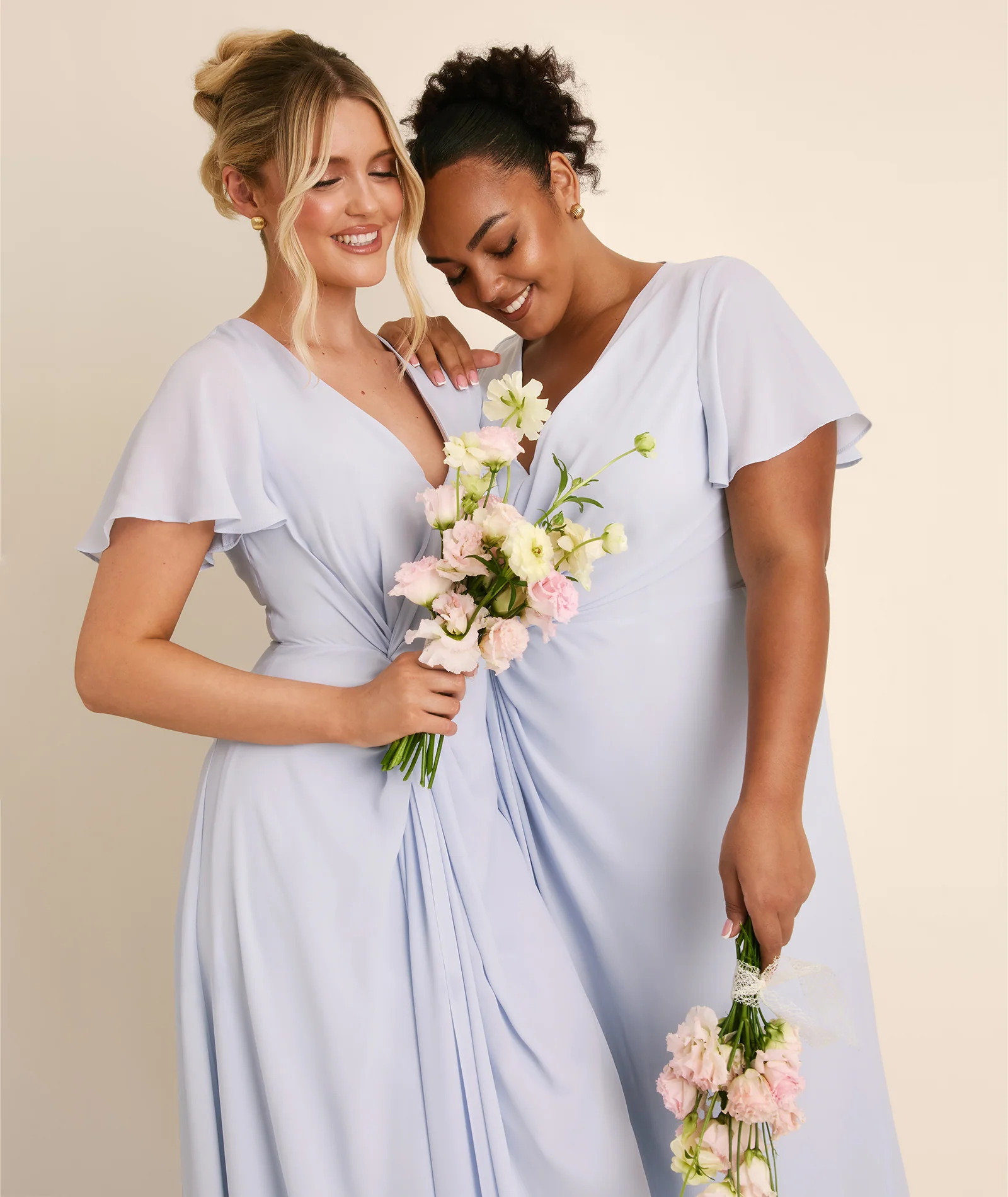 Knot Detail Chiffon Bridesmaid Dress - Powder Blue - Image 3