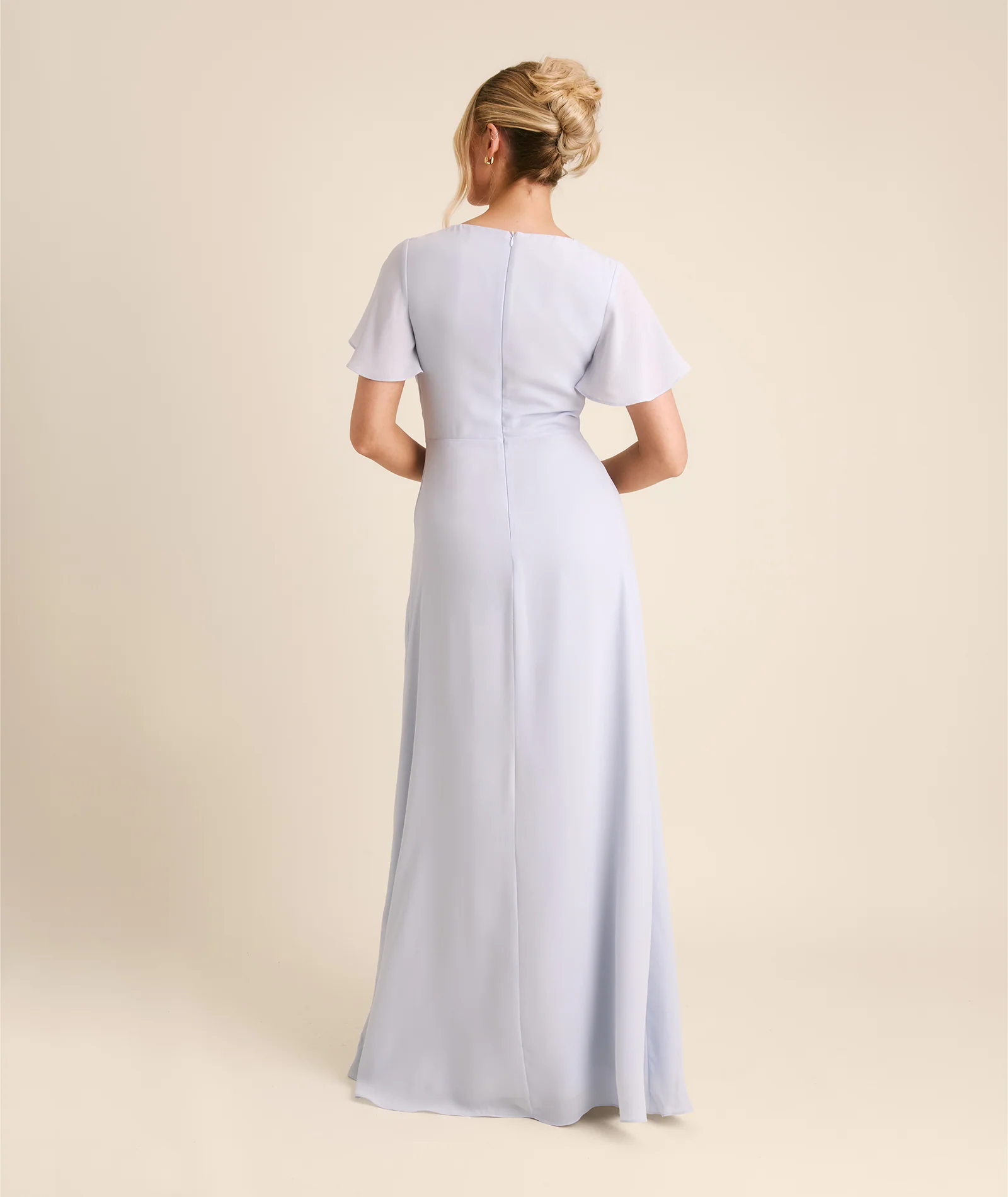 Knot Detail Chiffon Bridesmaid Dress - Powder Blue - Image 6