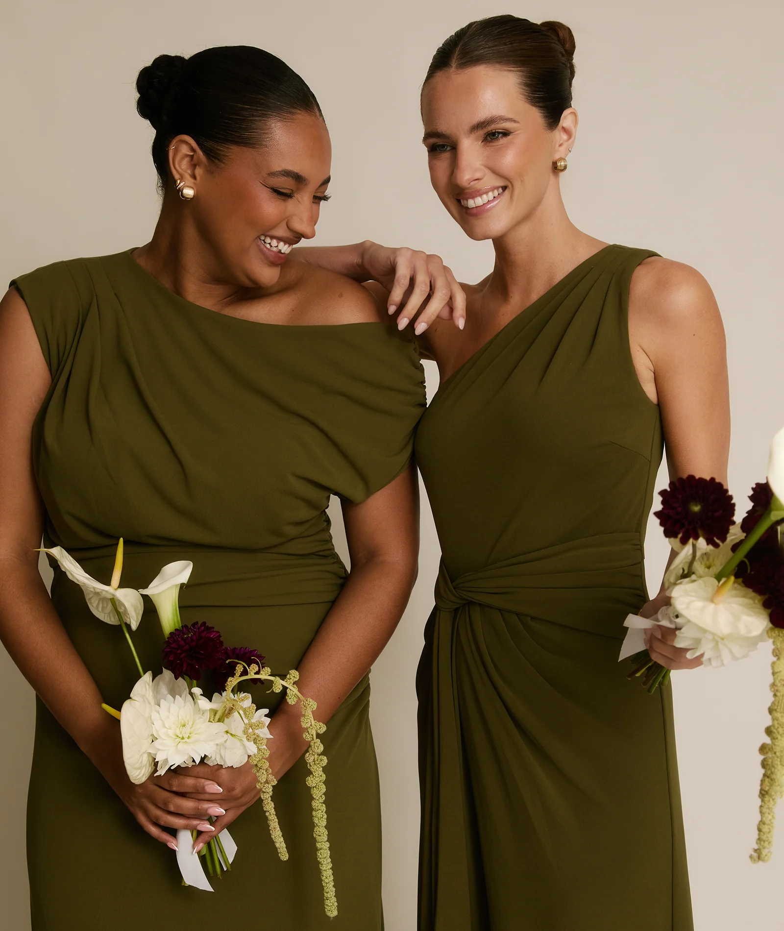 One Shoulder Stretch Sculpt Bridesmaid Dress - Fern Green - Image 6