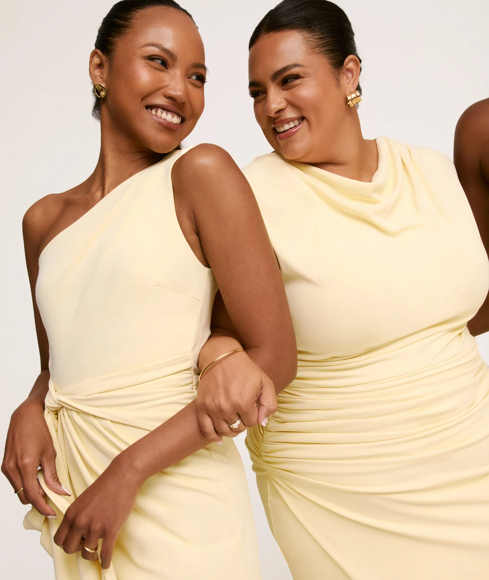 One Shoulder Stretch Sculpt Bridesmaid Dress - Lemon - Image 2