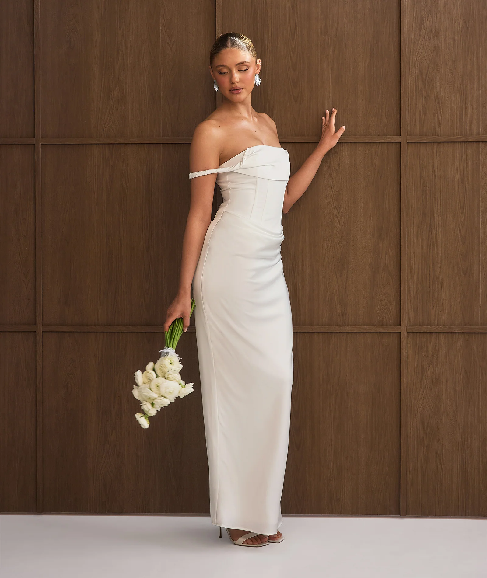Petite Twist Strap Corset Maxi Dress - White - Image 2