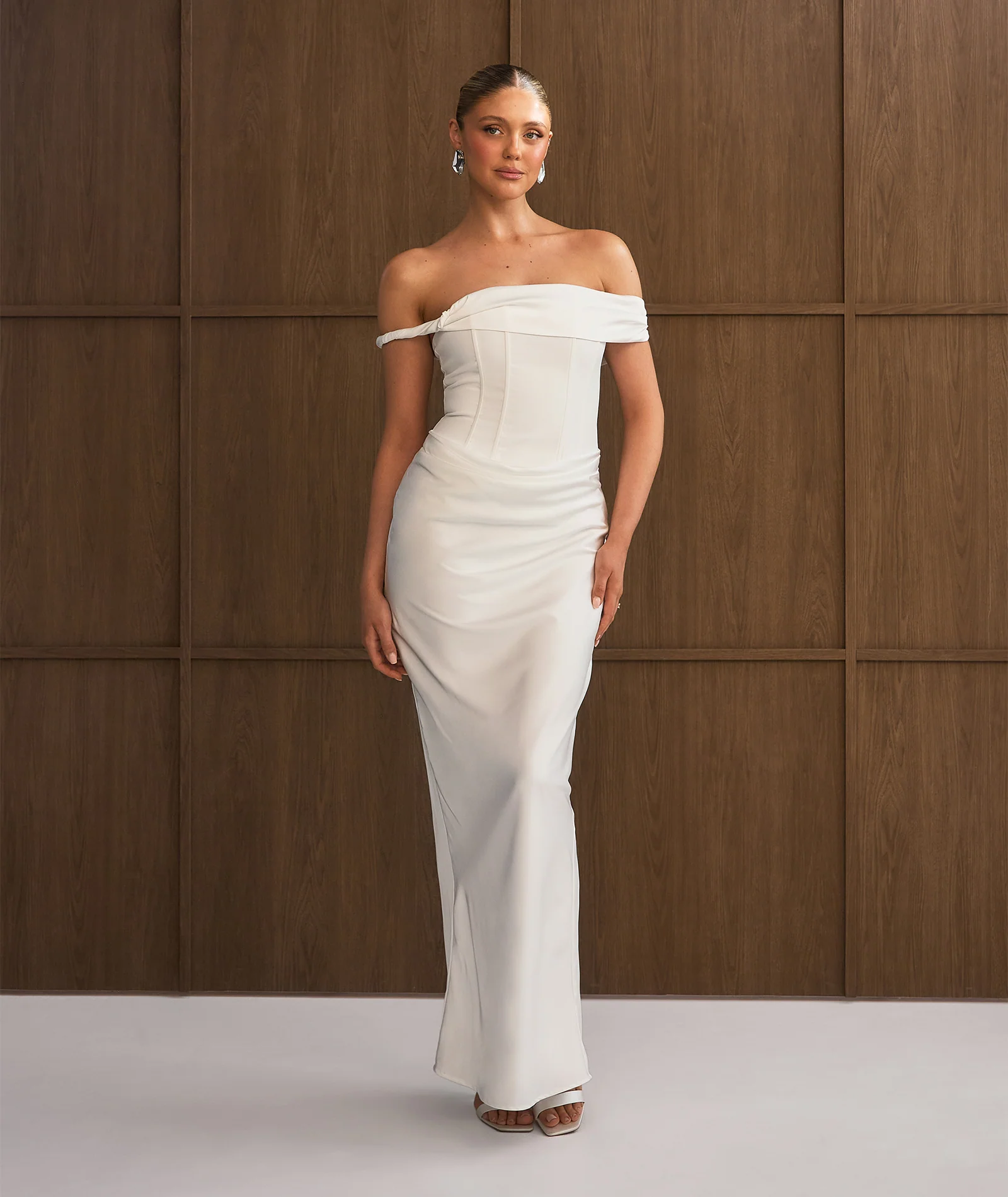 Petite Twist Strap Corset Maxi Dress - White - Image 3
