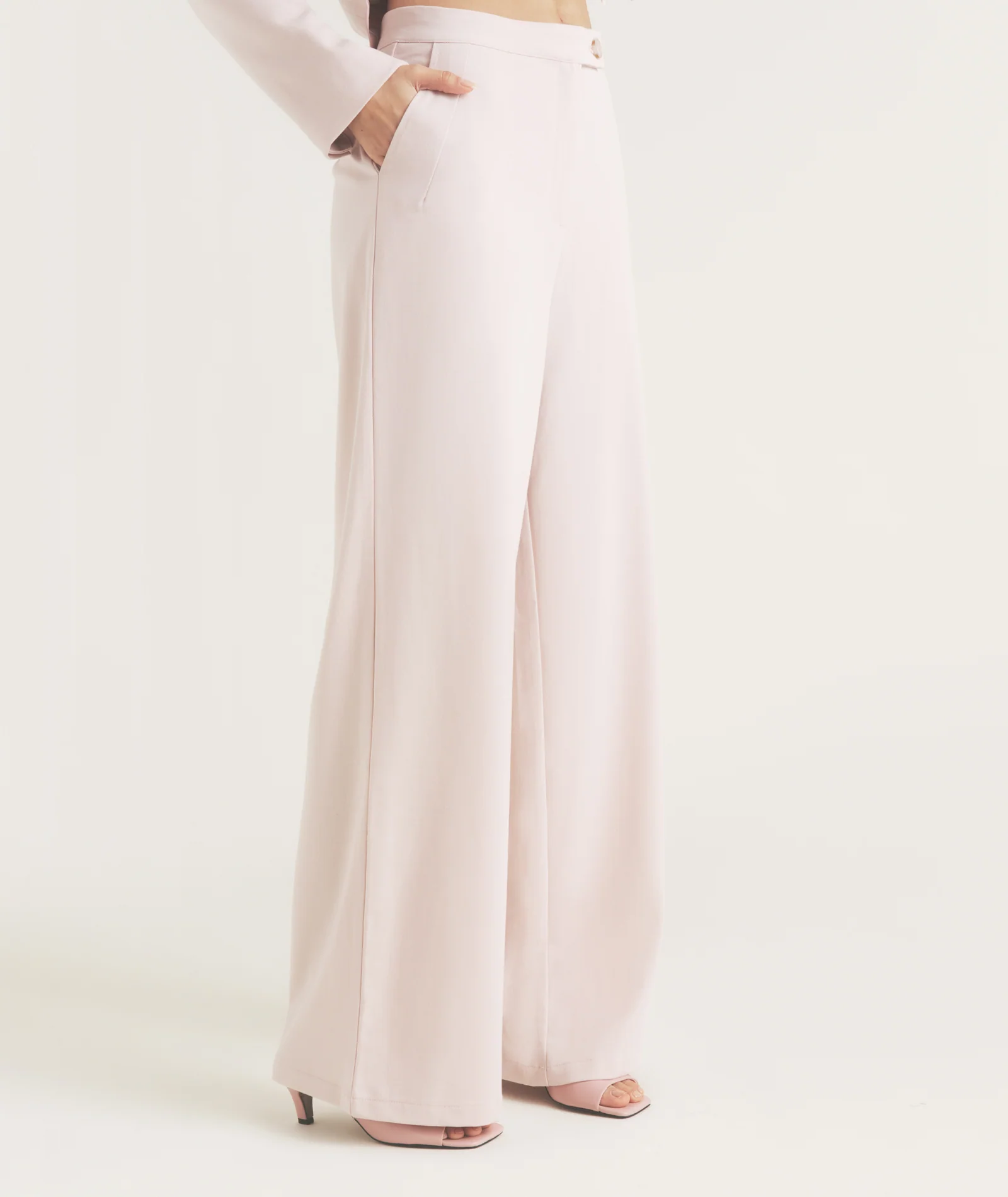 Tailored Wide Leg Pants - Pink - Image 2