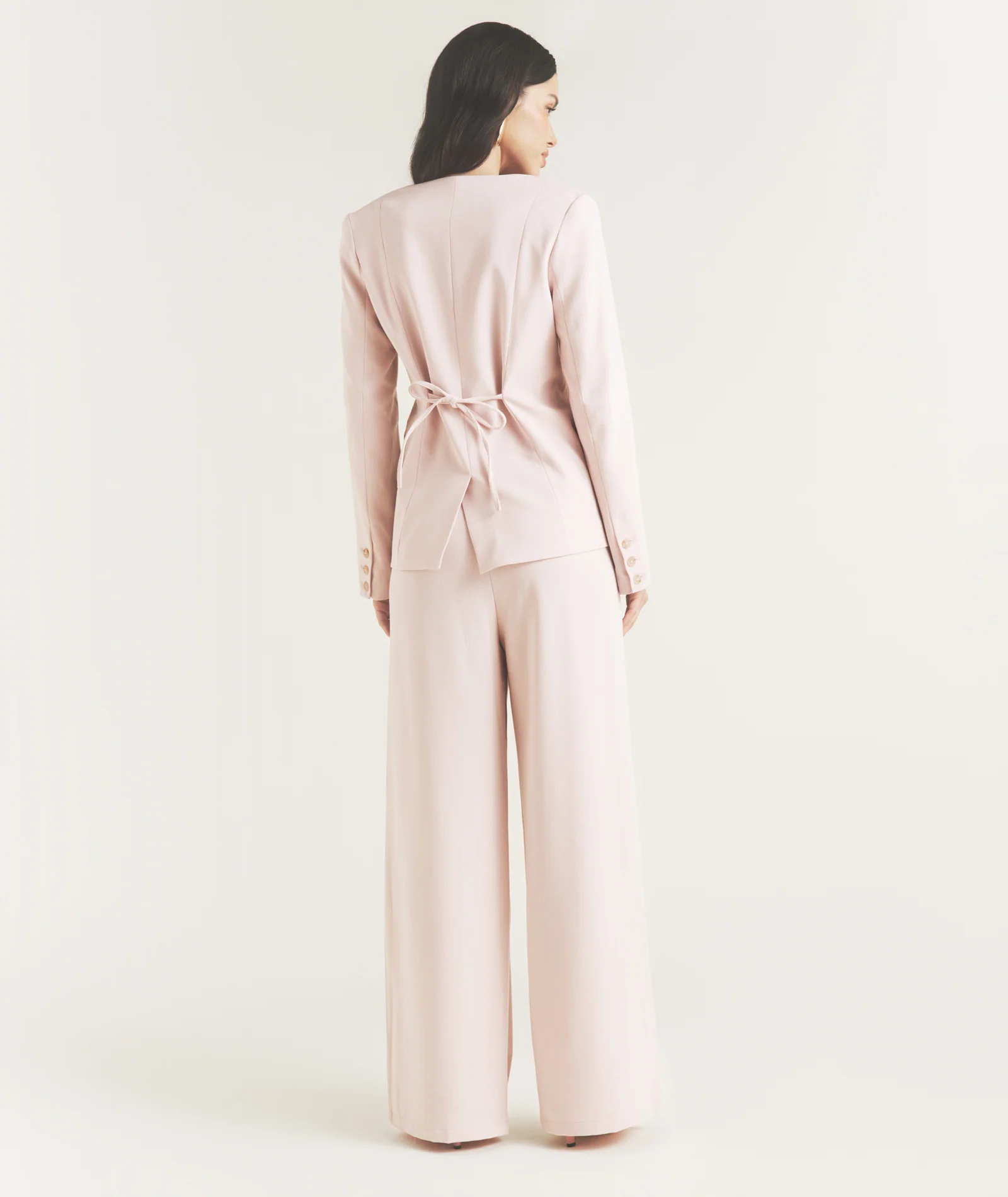 Tailored Wide Leg Pants - Pink - Image 3
