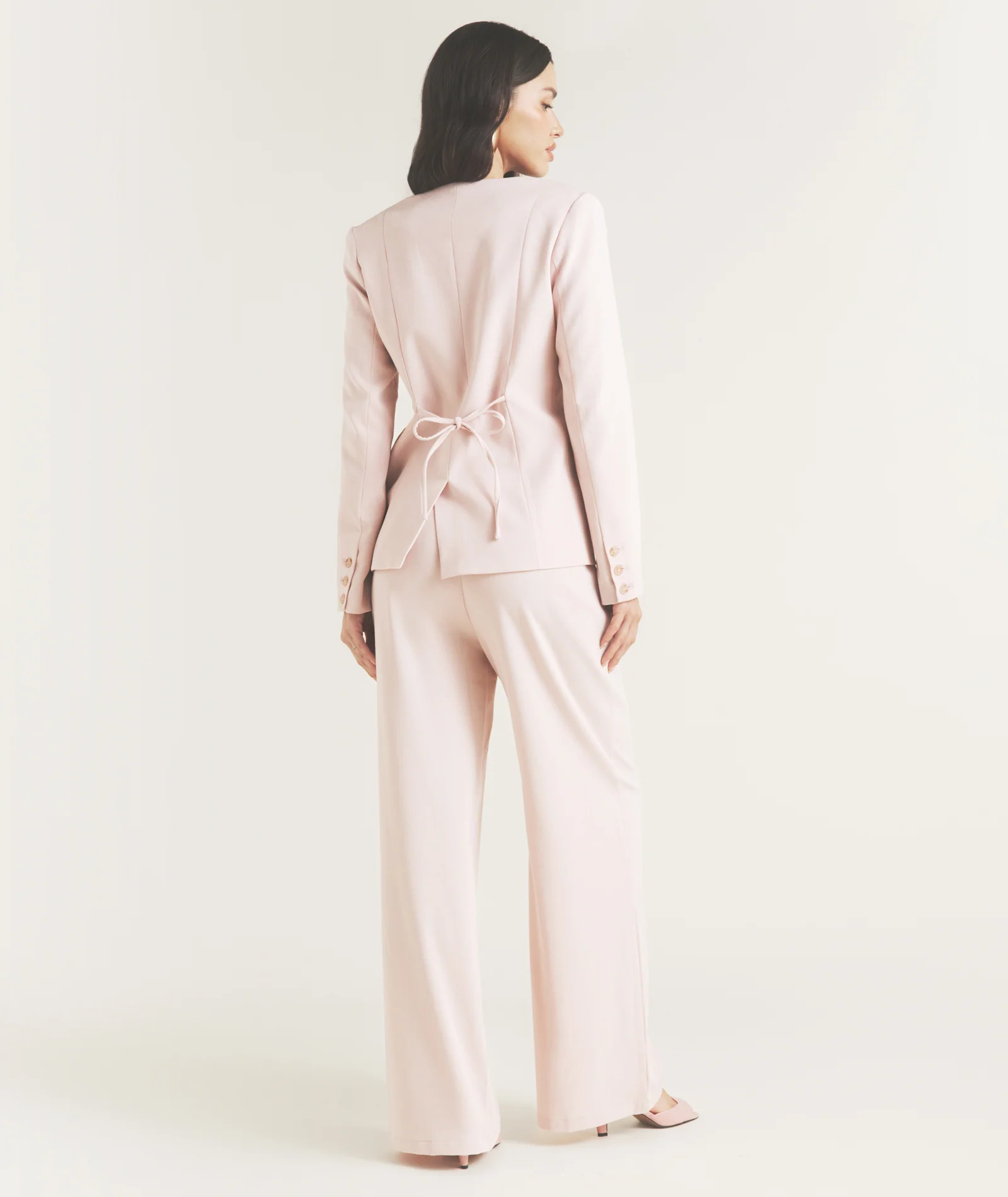 Tailored Wide Leg Pants - Pink - Image 6