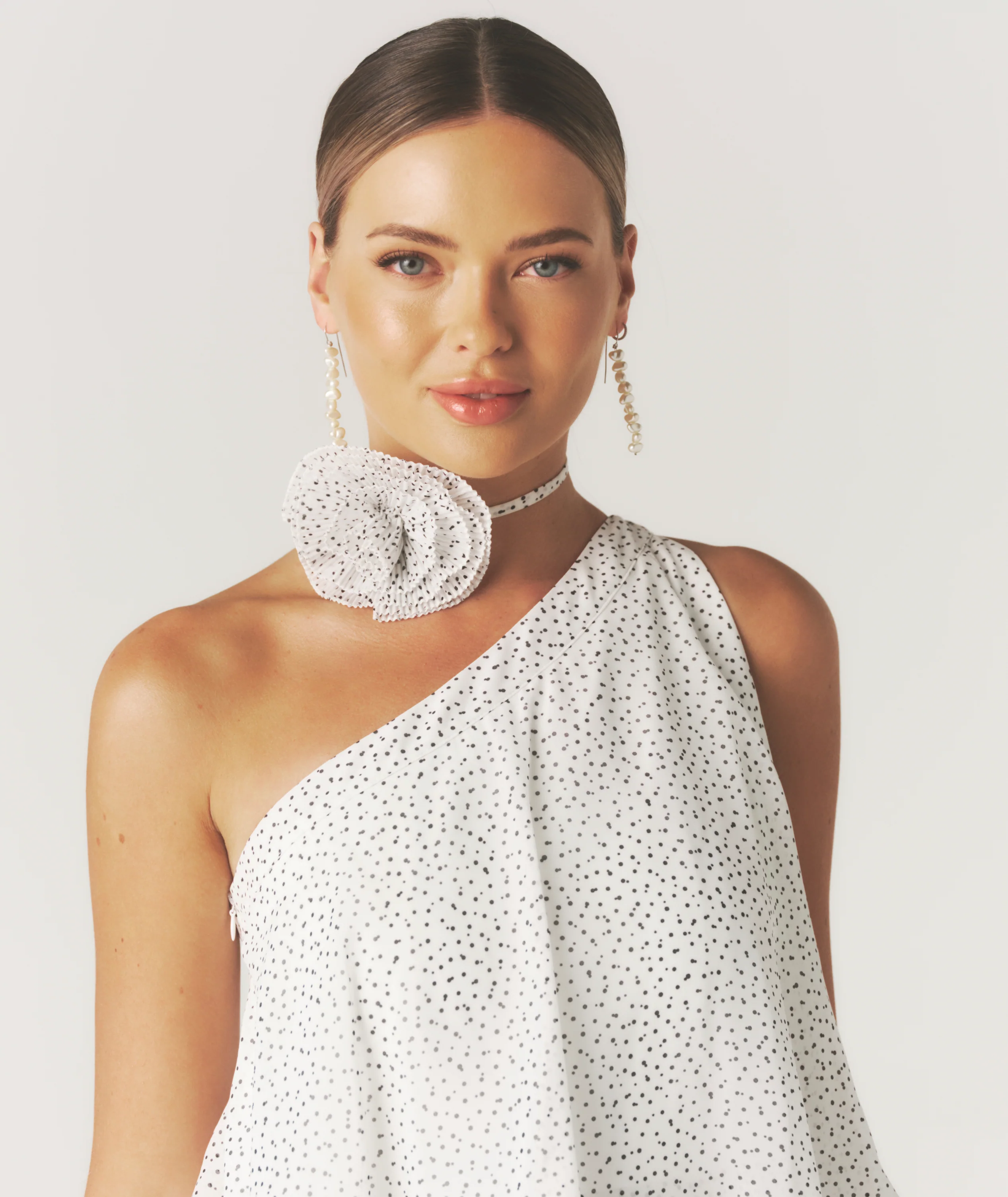 Polka Corsage Tiered Midaxi Dress - White - Image 2