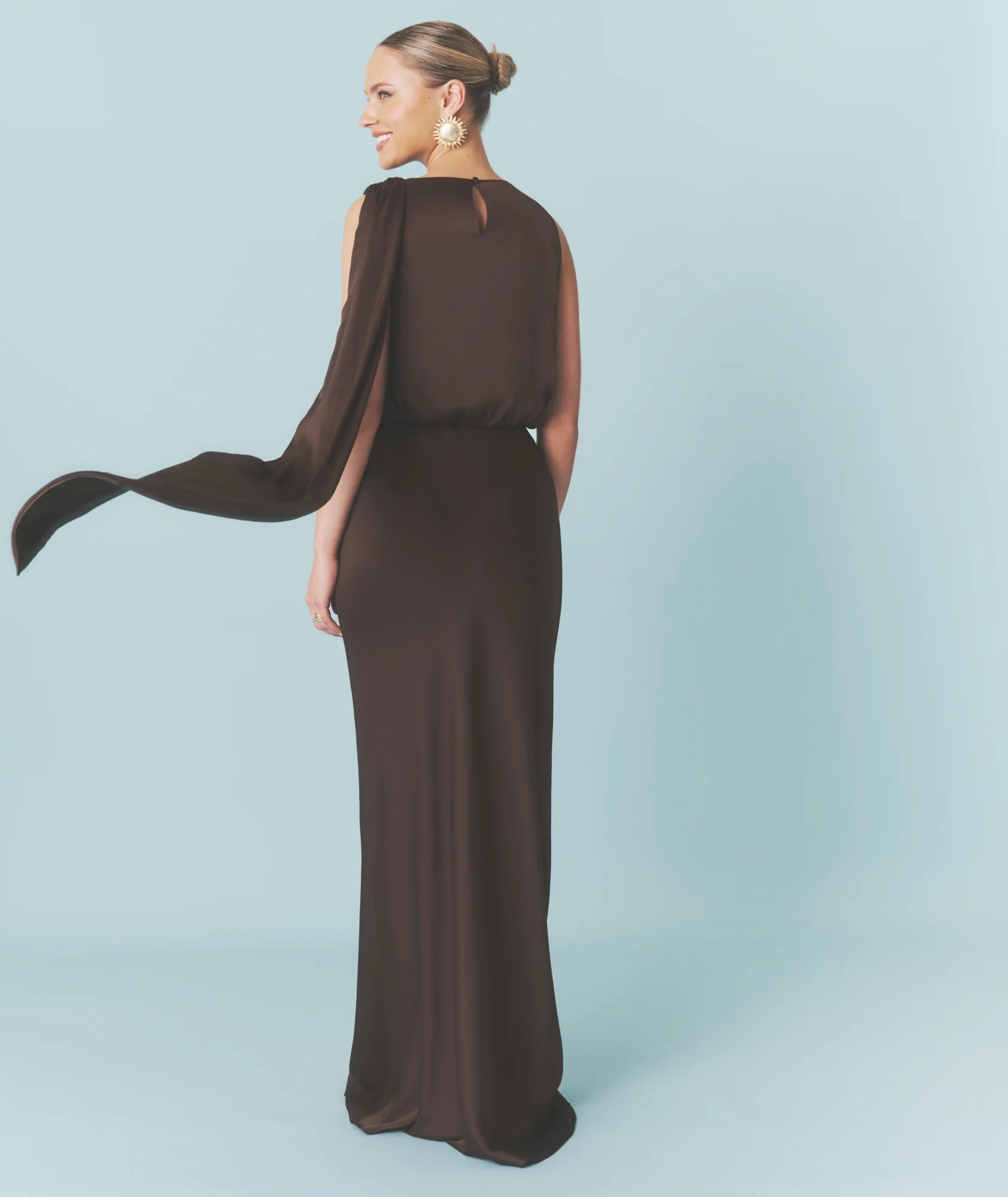 Satin Bias Maxi Skirt - Chocolate - Image 3