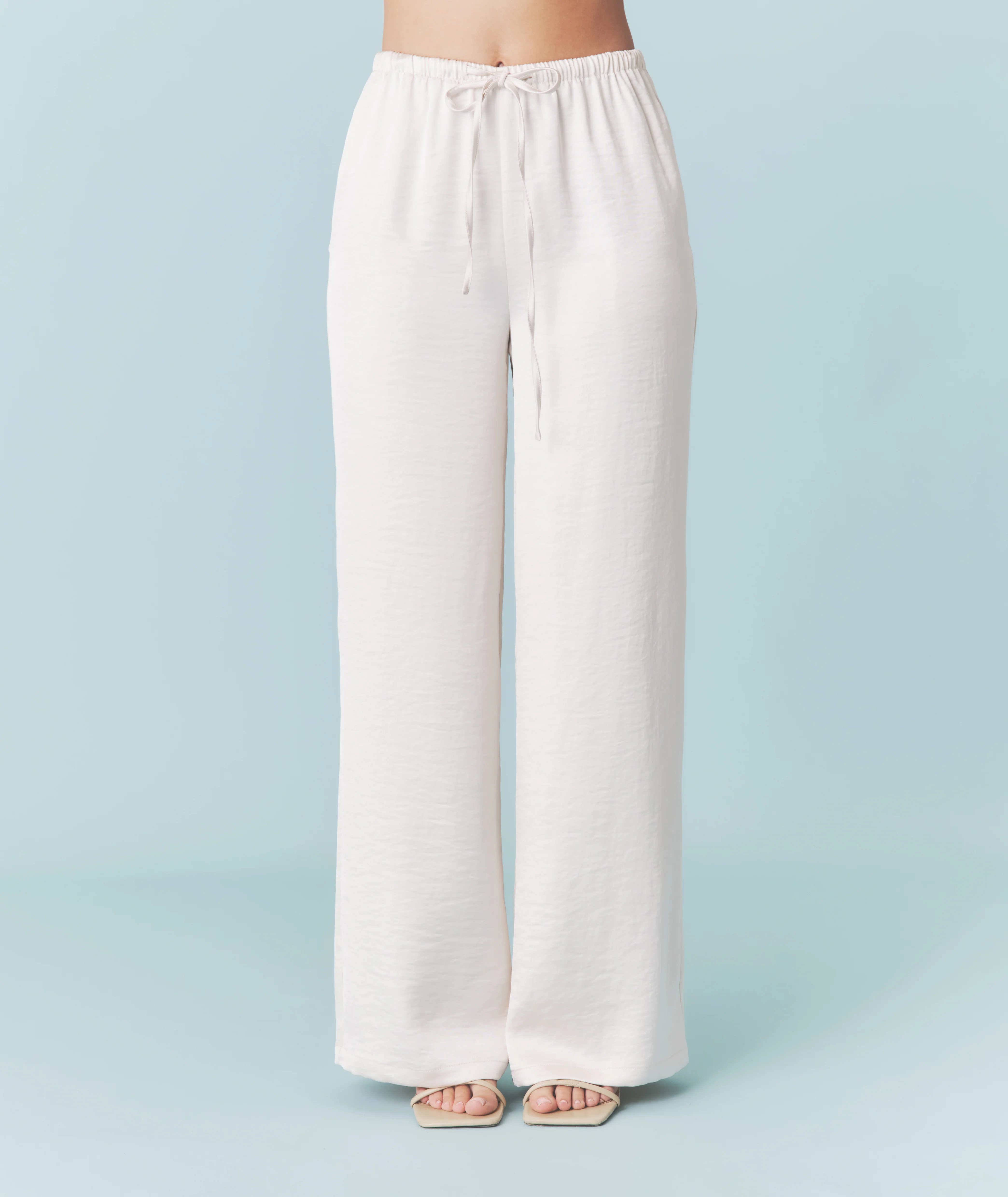 Satin Tie Waist Pants - Oyster - Image 2