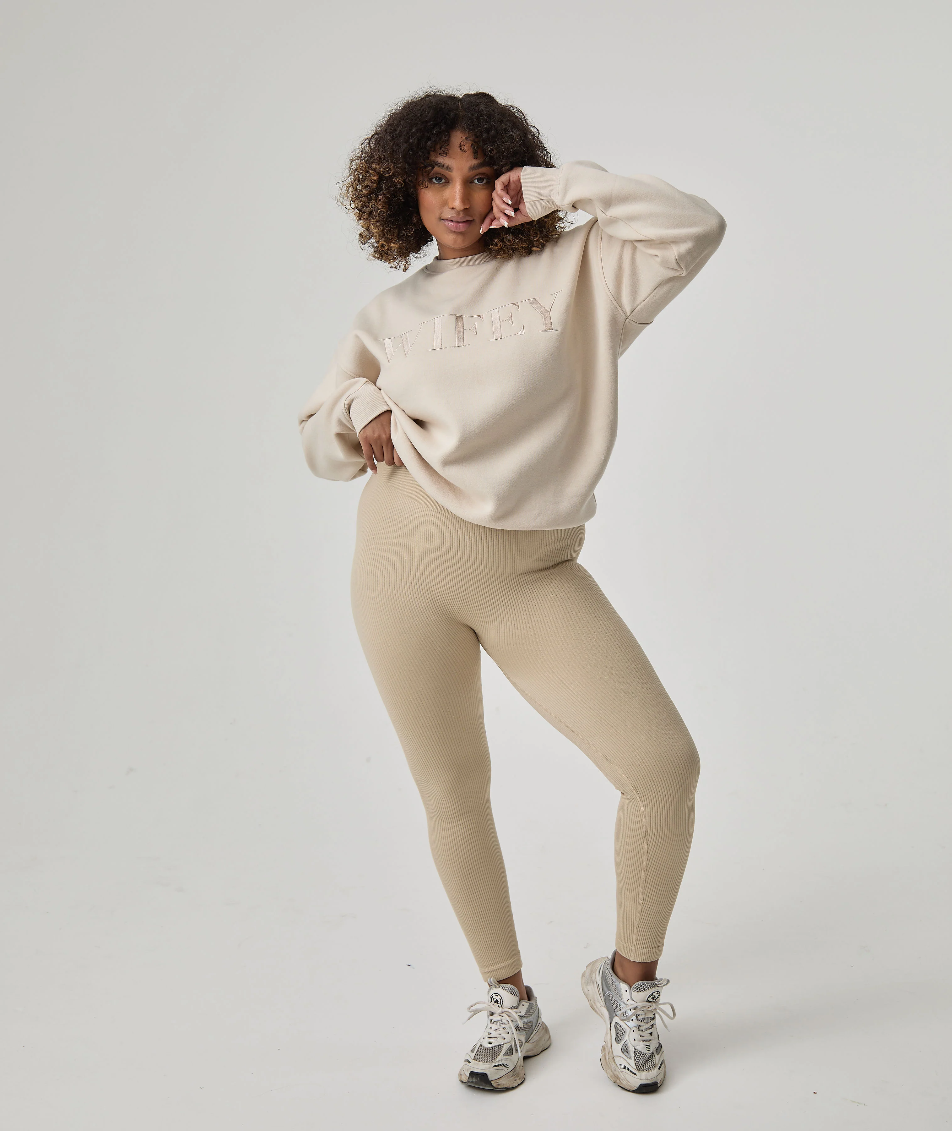 Seamless Contour Rib Leggings - Sand - Image 2