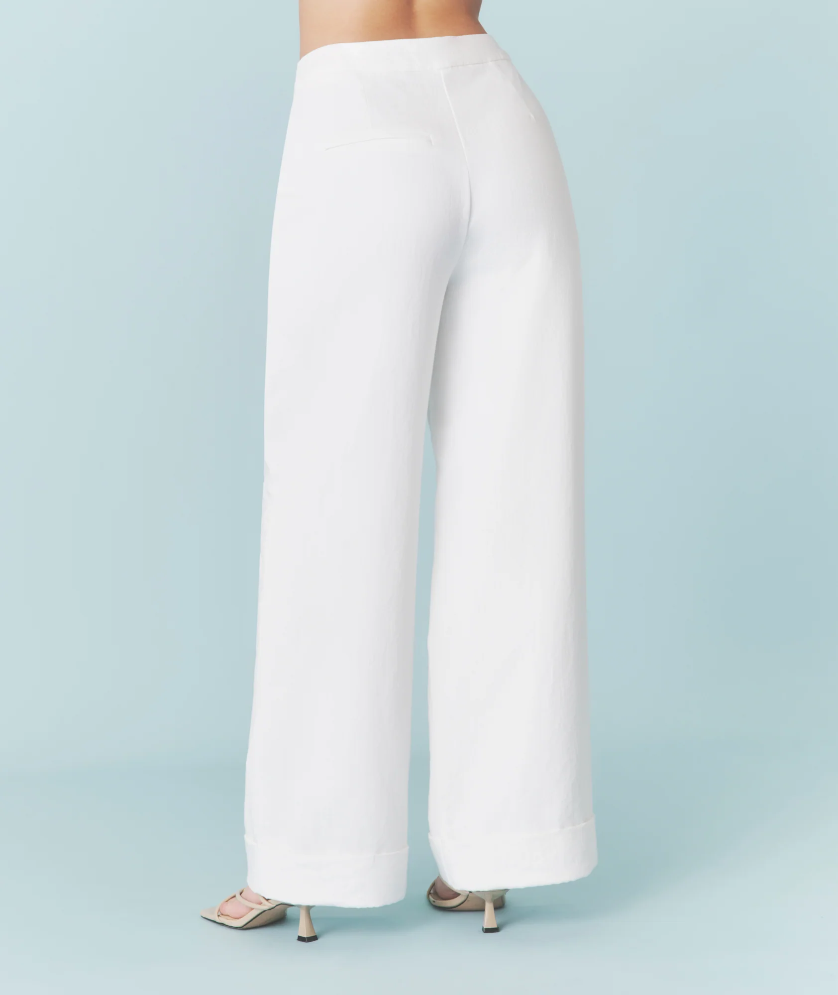Textured Turn Up Tailored Pants - White - Image 5