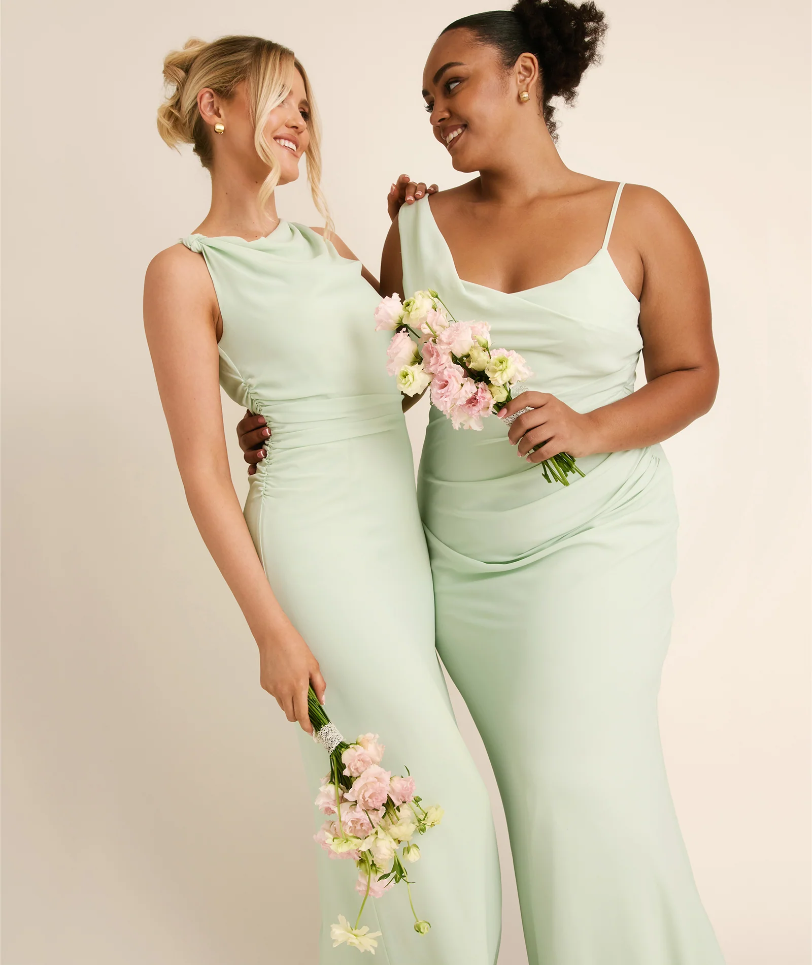 Twist Asymmetrical Chiffon Bridesmaid Dress - Mint Green - Image 7