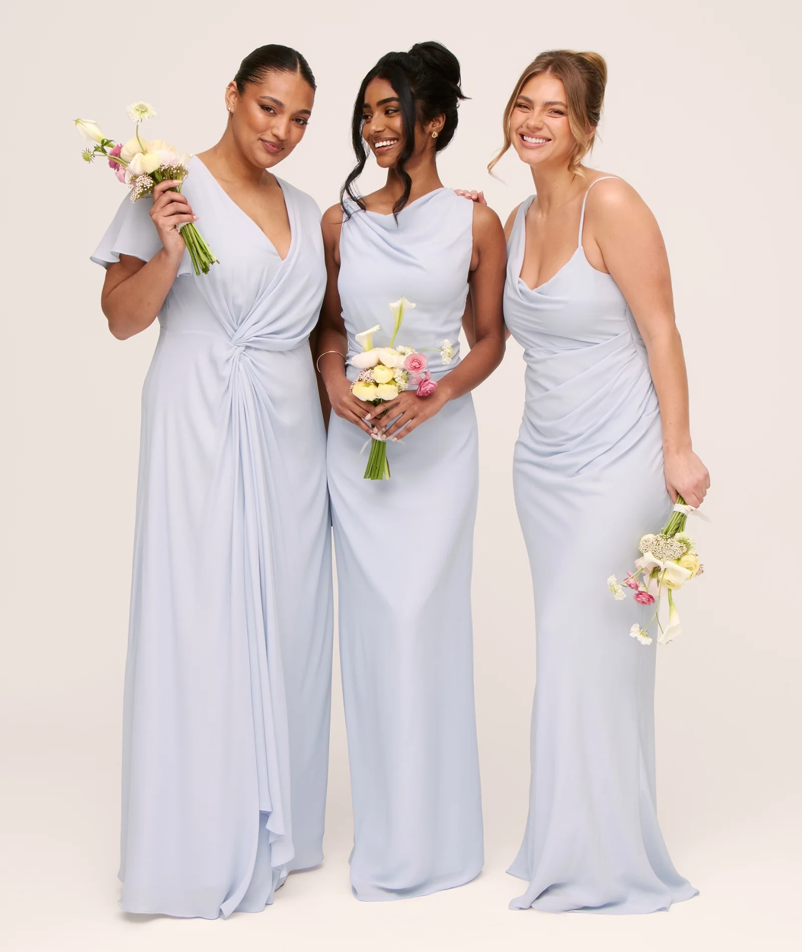 Twist Asymmetrical Chiffon Bridesmaid Dress - Powder Blue - Image 2