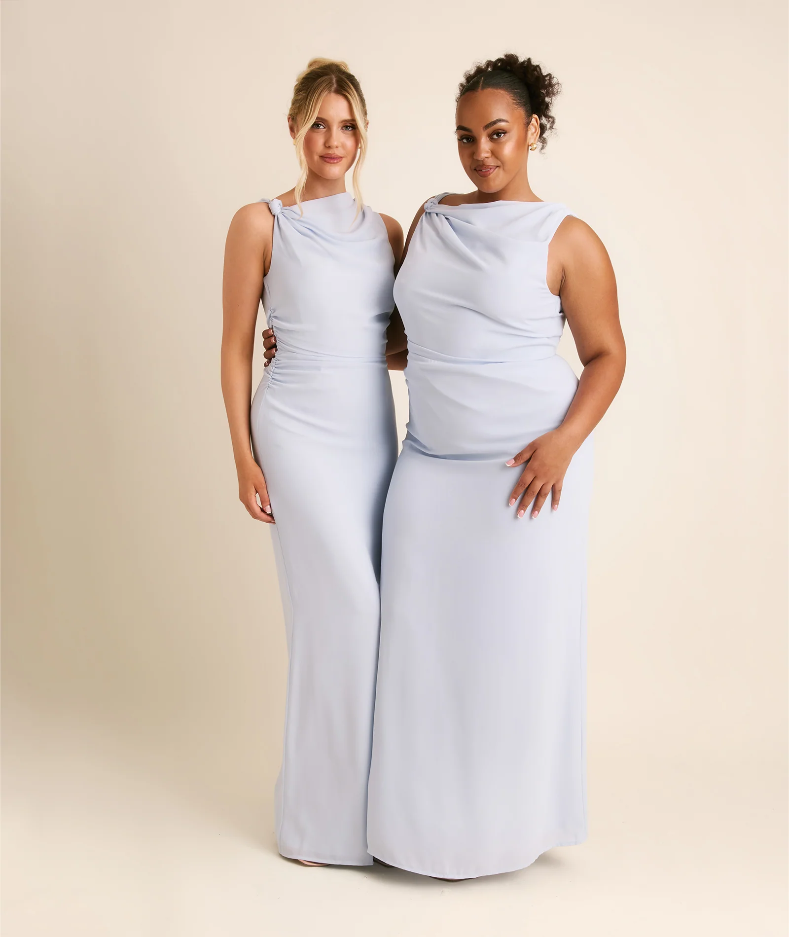 Twist Asymmetrical Chiffon Bridesmaid Dress - Powder Blue - Image 4