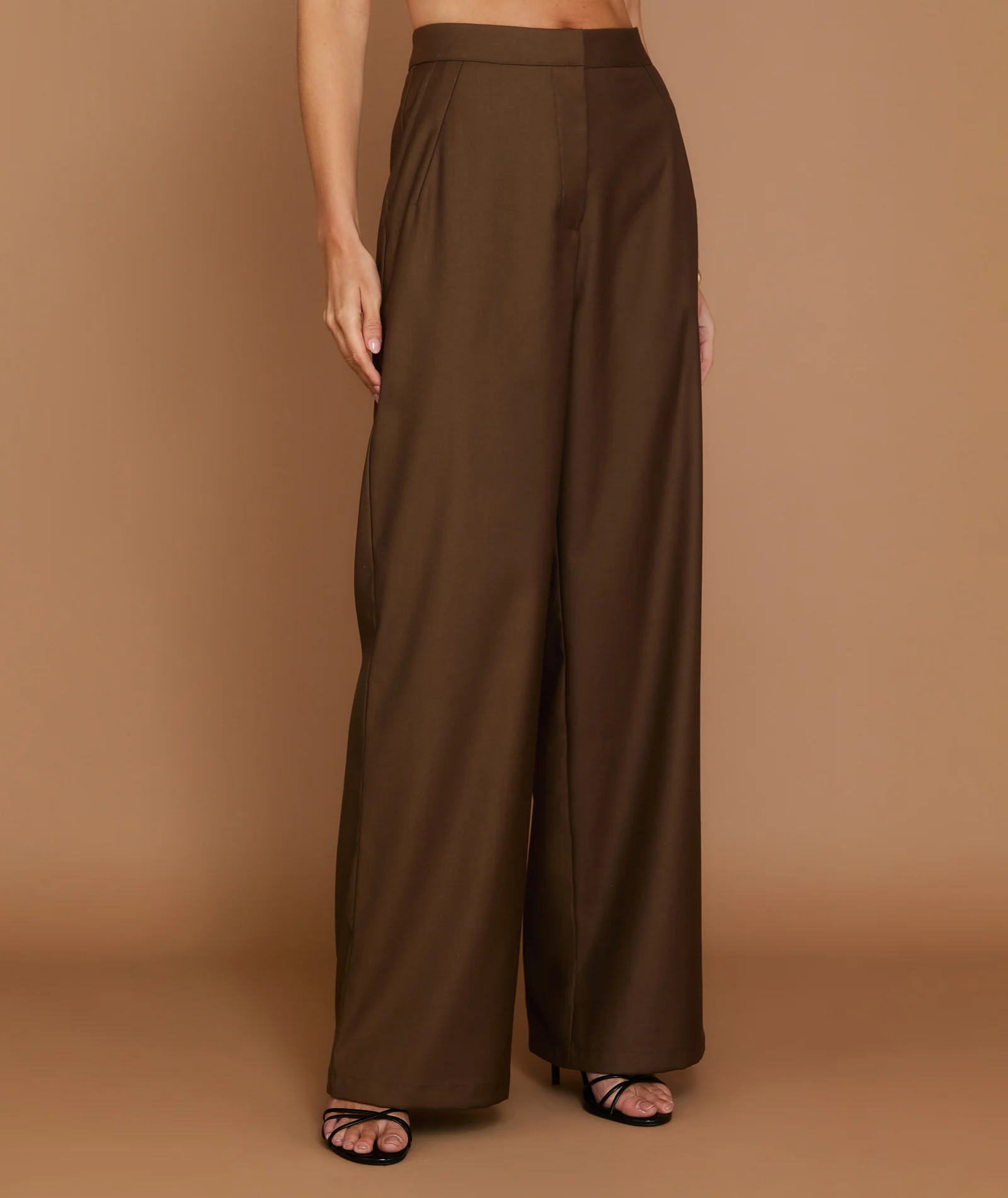 Wide Leg Tailored Trouser - Chocolate - Image 2